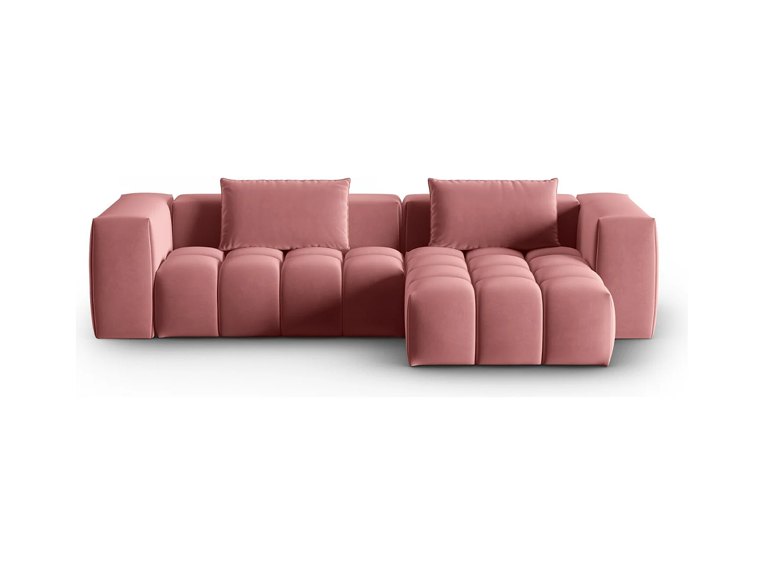 CXL by Christian Lacroix - Canapé d'angle droit modulable "Lorella" 3 places en velours saumon - 260x145x70cm