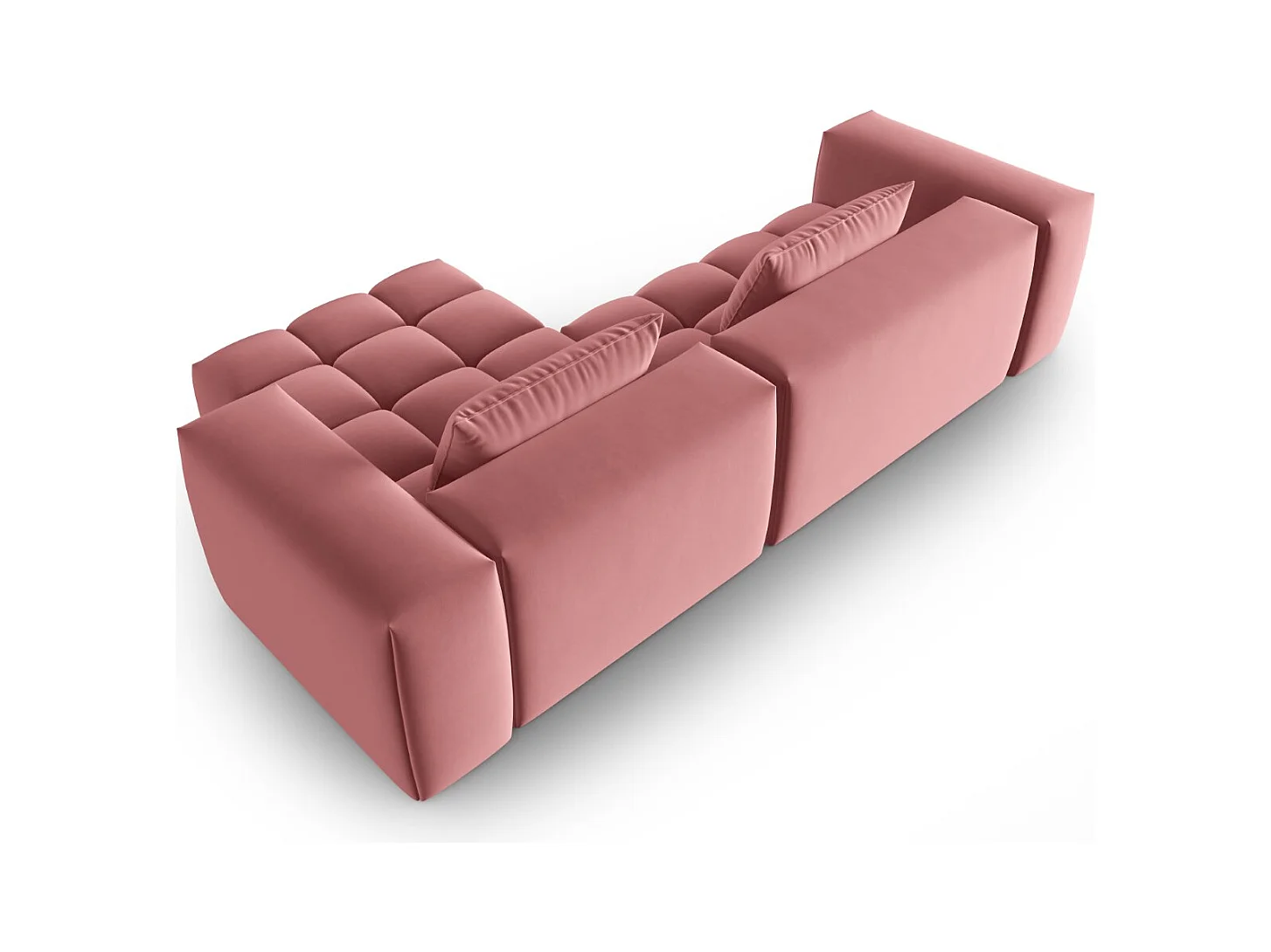 CXL by Christian Lacroix - Canapé d'angle droit modulable "Lorella" 3 places en velours saumon - 260x145x70cm