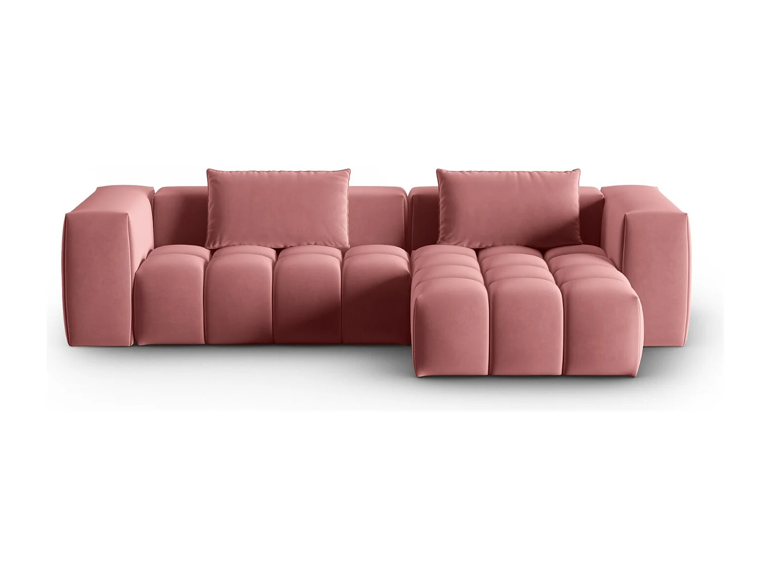 CXL by Christian Lacroix - Sofá modular de canto direito "Lorella" 3 lugares em veludo salmão - 260x145x70cm