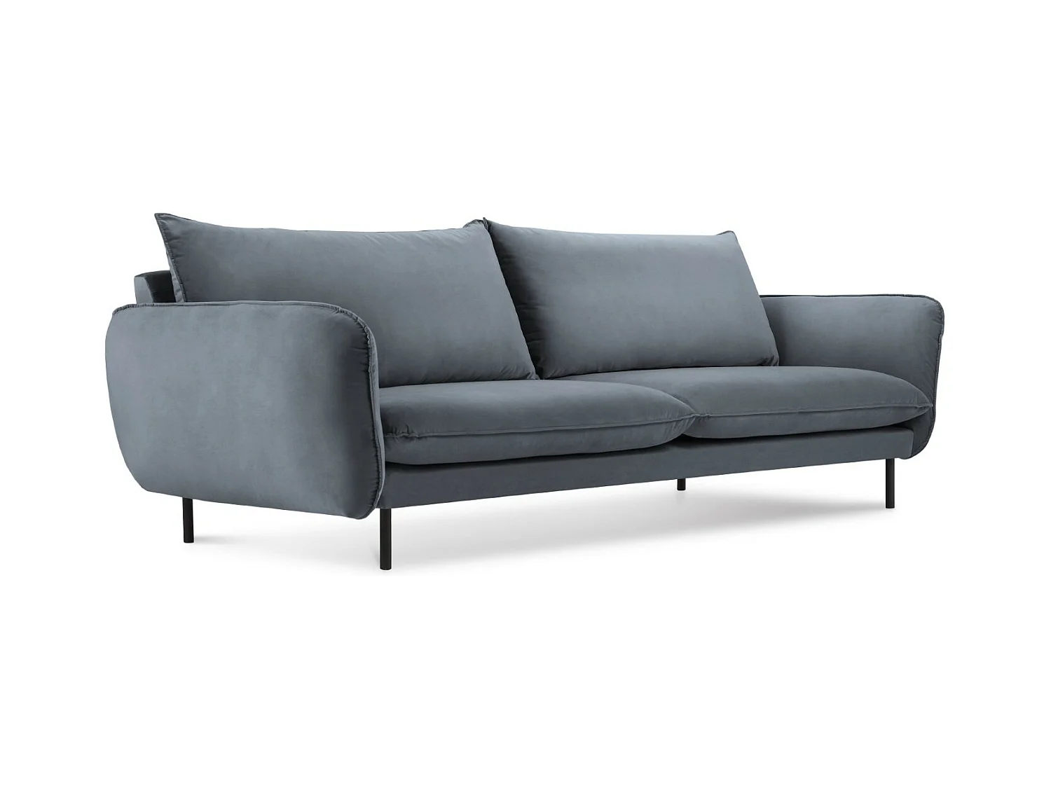 Cosmopolitan Design - Canapé "Vienna" 4 places en velours bleu gris - 230x92x95cm