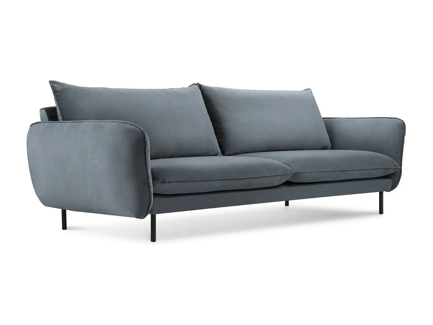 Cosmopolitan Design - Canapé "Vienna" 4 places en velours bleu gris - 230x92x95cm
