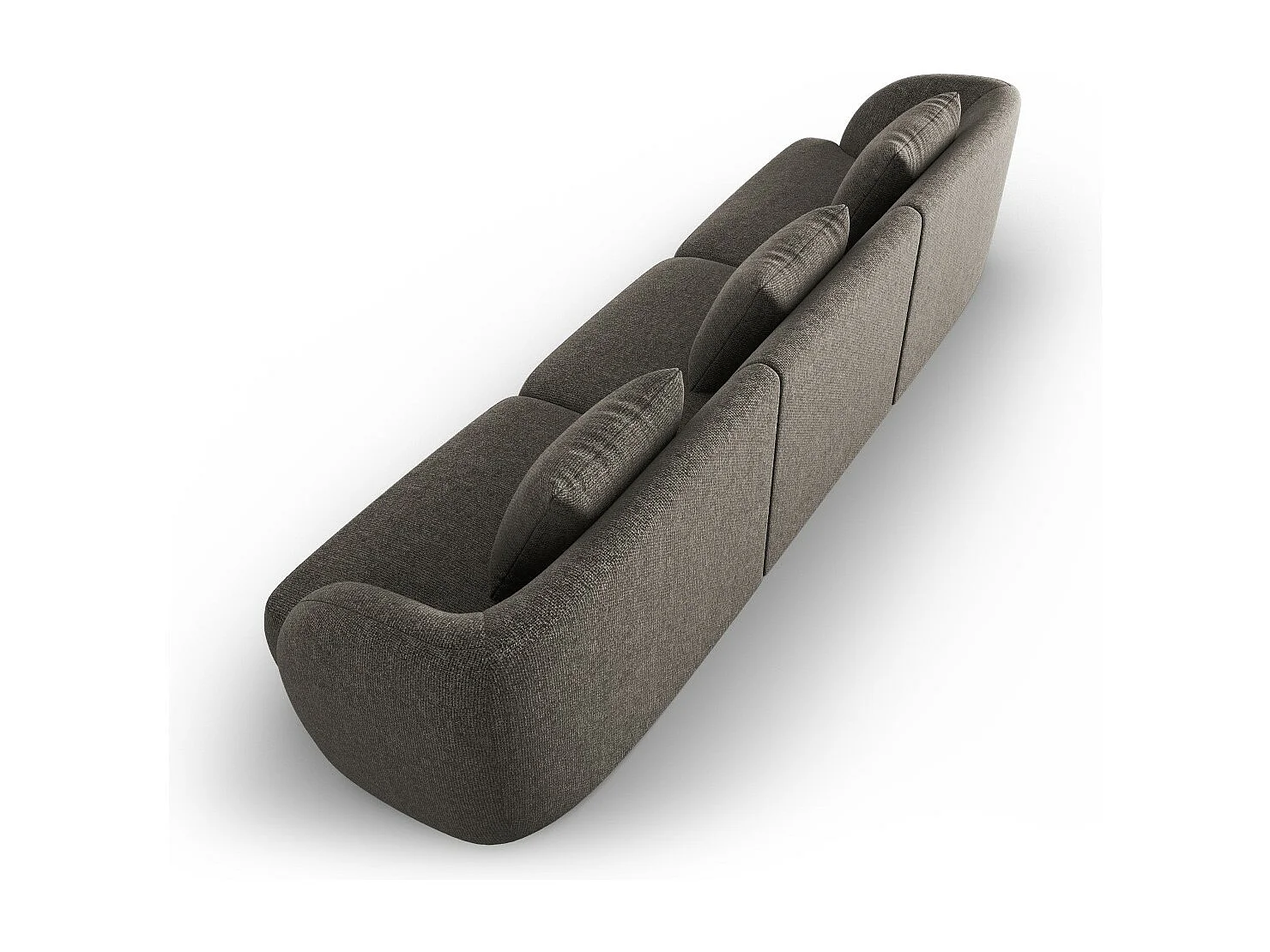 Cosmopolitan Design - Bank "Tulum" 3 zitplaatsen, Chenille, Grijs - 255x90x70cm