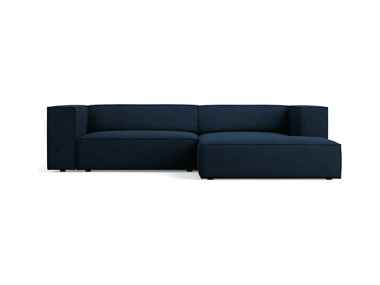 Cosmopolitan Design - Rechter hoekbank "Arendal" 3 zitplaatsen, Chenille met ribbeleffect, Koningsblauw - 224x166x70cm