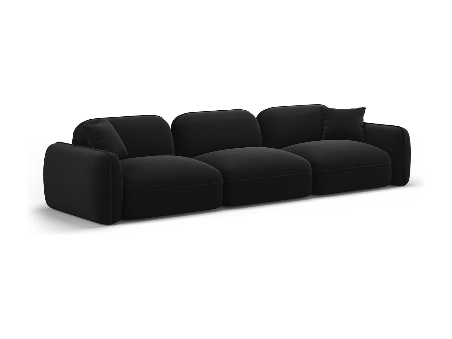 CXL by Christian Lacroix - Sofá modular "Lucien" 4 lugares em veludo preto - 320x90x70cm