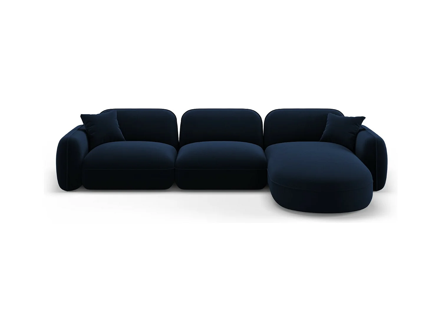 CXL by Christian Lacroix - Canapé d'angle droit modulable "Lucien" 4 places en velours bleu roi - 320x165x70cm
