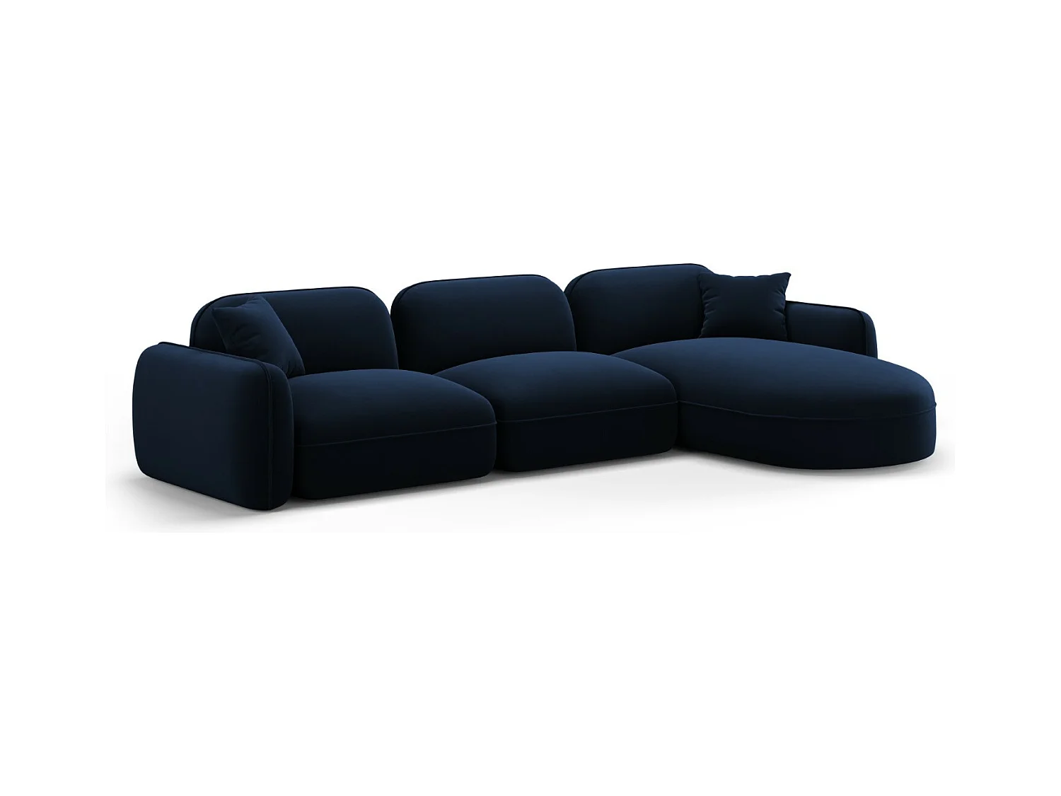 CXL by Christian Lacroix - Canapé d'angle droit modulable "Lucien" 4 places en velours bleu roi - 320x165x70cm