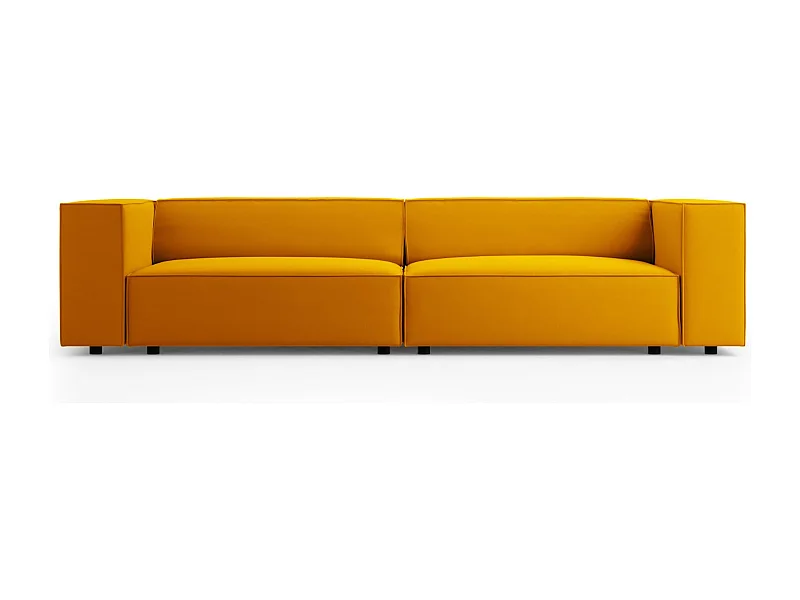 Cosmopolitan Design - Bank "Arendal" 4 zitplaatsen, Flueel, GEEL - 244x102x70cm
