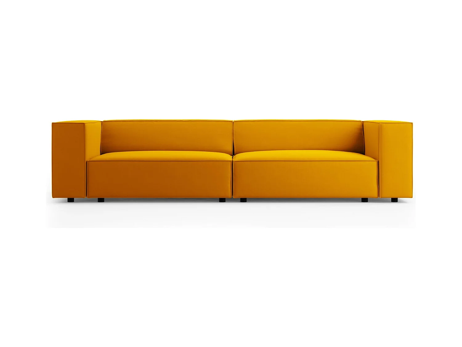 Cosmopolitan Design - Canapé "Arendal" 4 places en velours jaune - 244x102x70cm