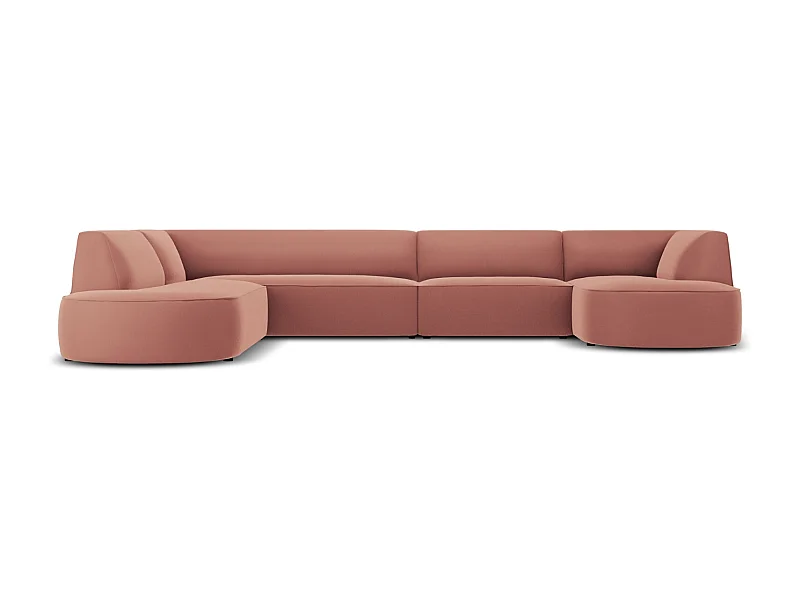 CXL by Christian Lacroix - 7-Sitzer Panoramasofa links "Charles" Sitzer aus Samt rosa - 366x273x69cm