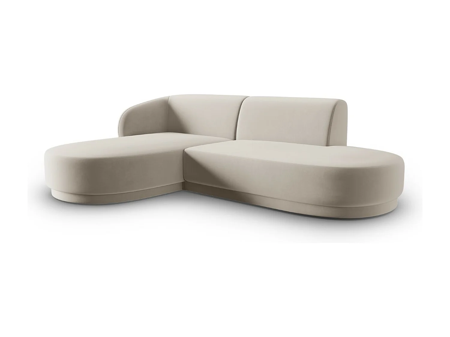 CXL by Christian Lacroix - Canapé d'angle gauche modulable "Lionel" 4 places en velours beige - 233x155x74cm