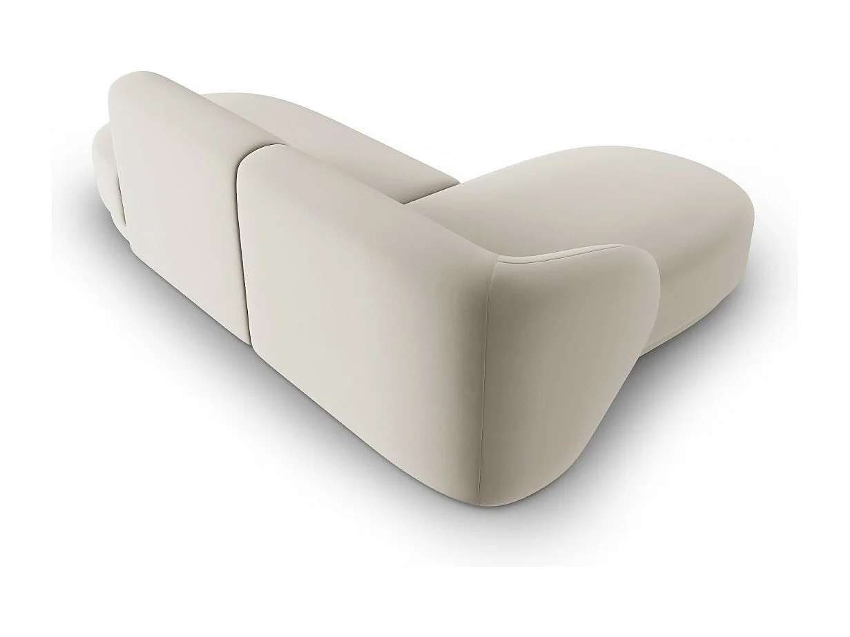 CXL by Christian Lacroix - Canapé d'angle gauche modulable "Lionel" 4 places en velours beige - 233x155x74cm
