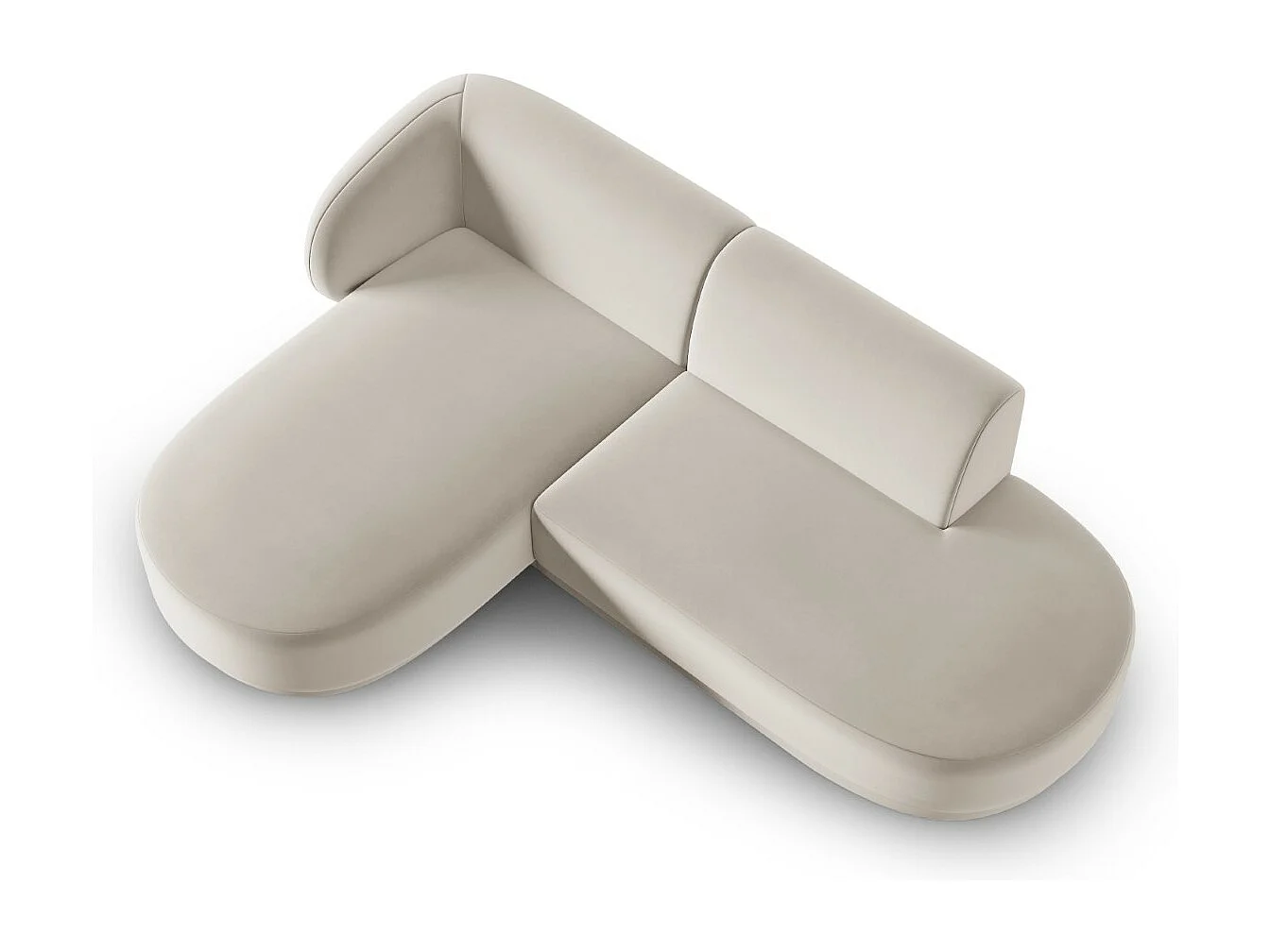 CXL by Christian Lacroix - Canapé d'angle gauche modulable "Lionel" 4 places en velours beige - 233x155x74cm