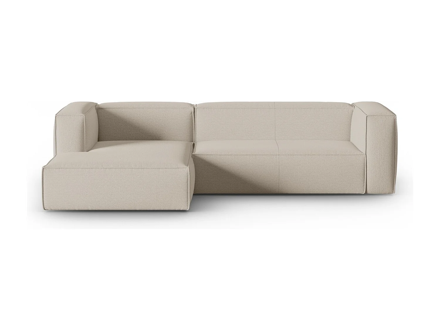 Cosmopolitan Design - Narożnik lewy, "Mackay" 4 miejsca welur strukturalny, beż - 282x166x73cm