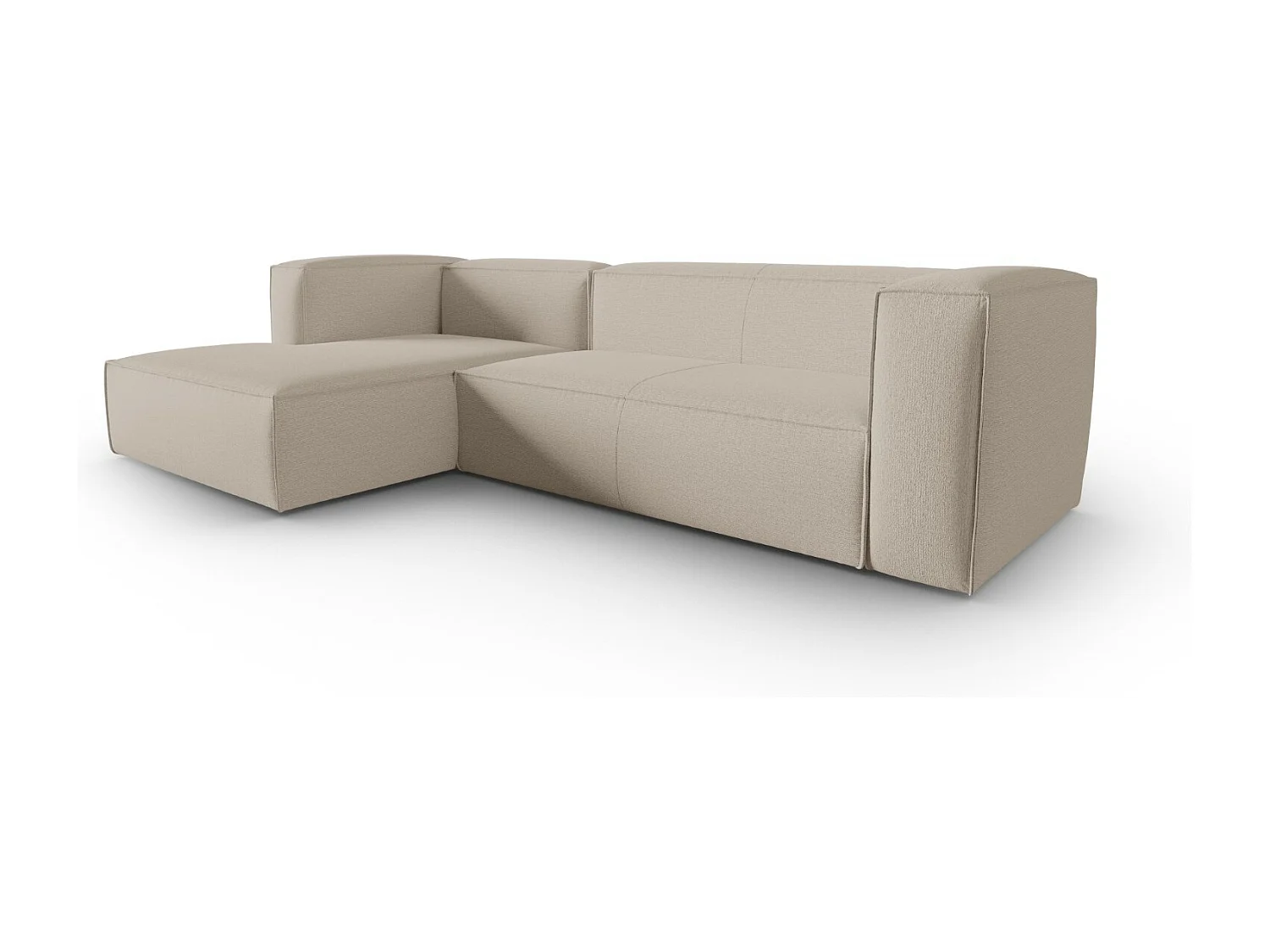 Cosmopolitan Design - Narożnik lewy, "Mackay" 4 miejsca welur strukturalny, beż - 282x166x73cm