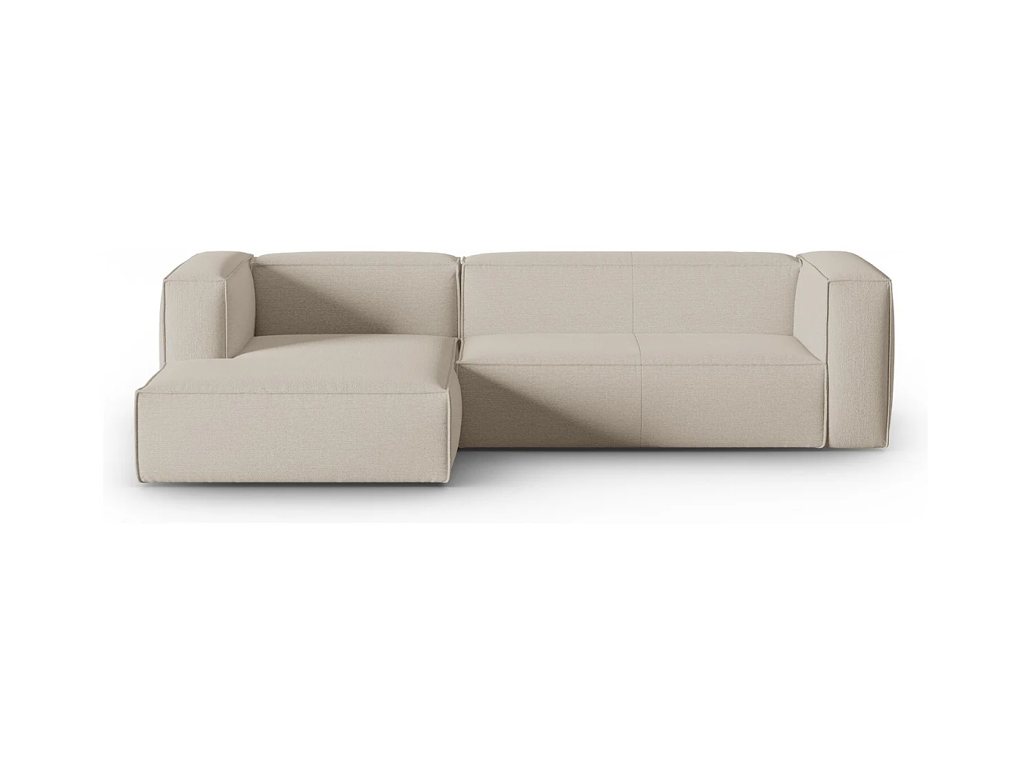 Cosmopolitan Design - Linker hoekbank "Mackay" 4 zitplaatsen, Gestructureerd fluweel, Beige - 282x166x73cm