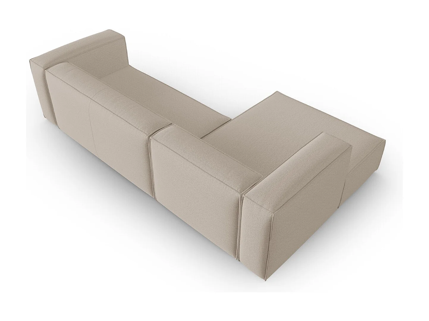 Cosmopolitan Design - Canapé d'angle gauche "Mackay" 4 places en velours structuré beige - 282x166x73cm