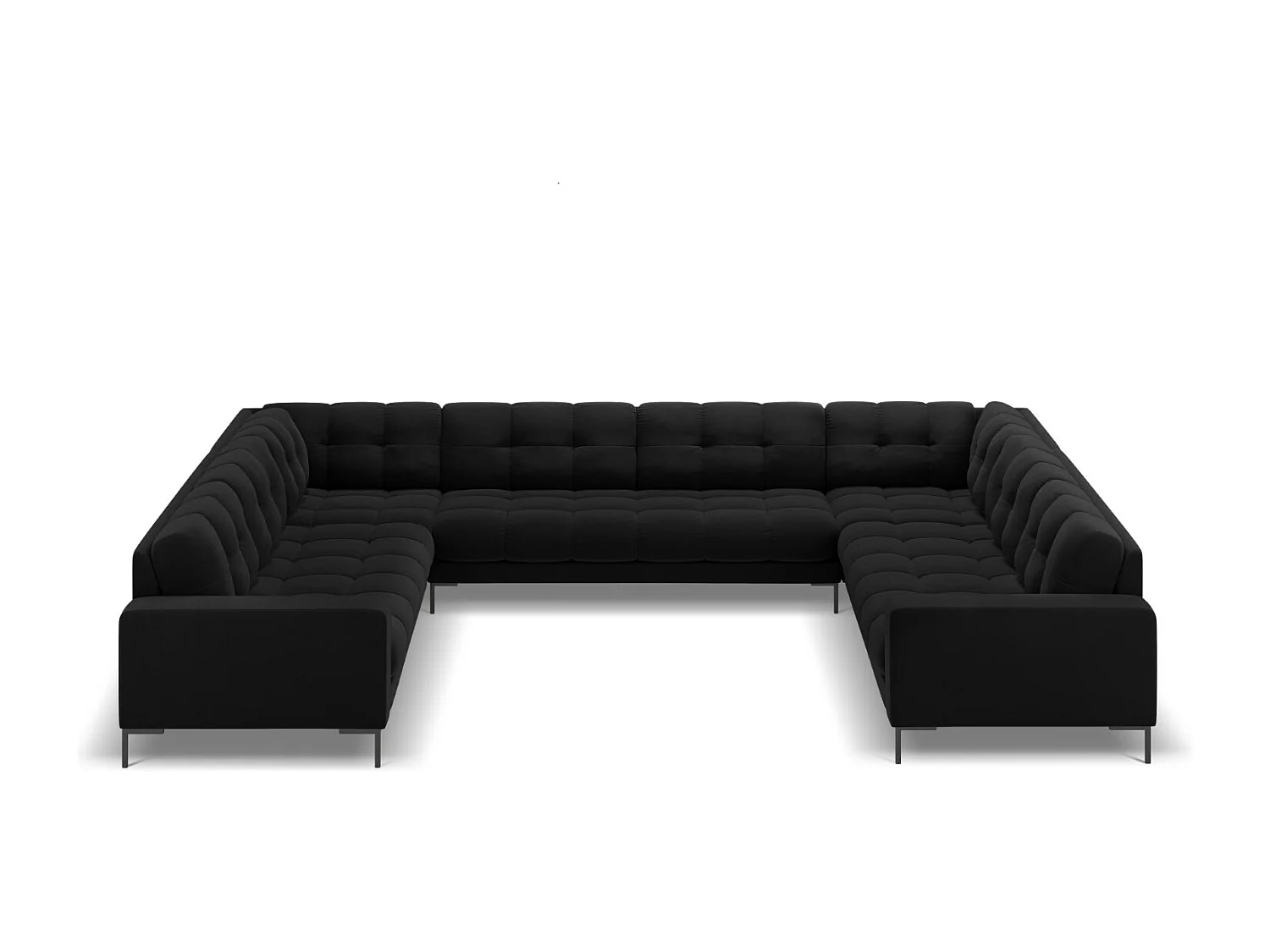 Cosmopolitan Design - 9-Sitzer Panoramasofa "Bali" aus Samt schwarz - 327x256x75cm