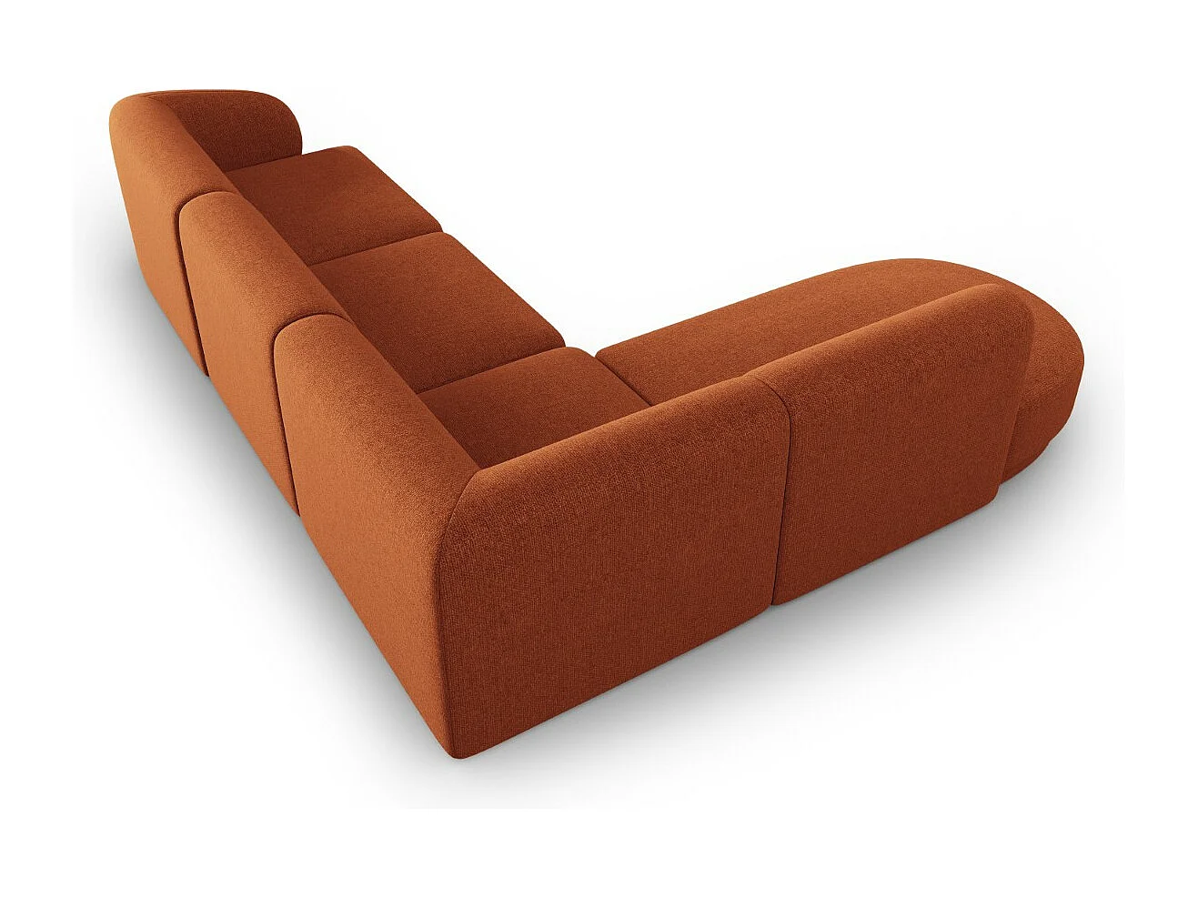 CXL by Christian Lacroix - Divano angolare sinistro "Lionel" 5 posti in ciniglia miscela di terracotta - 265x232x74cm