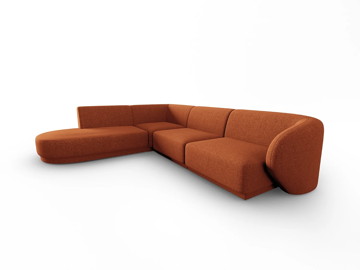 CXL by Christian Lacroix - Divano angolare sinistro "Lionel" 5 posti in ciniglia miscela di terracotta - 265x232x74cm