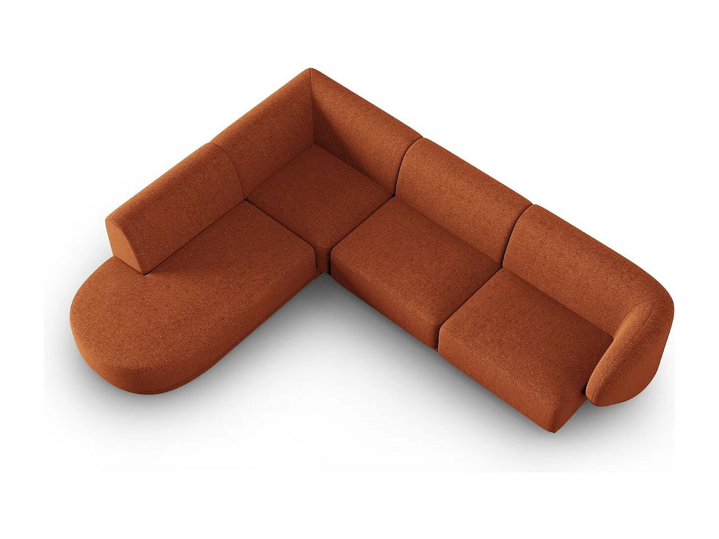 CXL by Christian Lacroix - Divano angolare sinistro "Lionel" 5 posti in ciniglia miscela di terracotta - 265x232x74cm