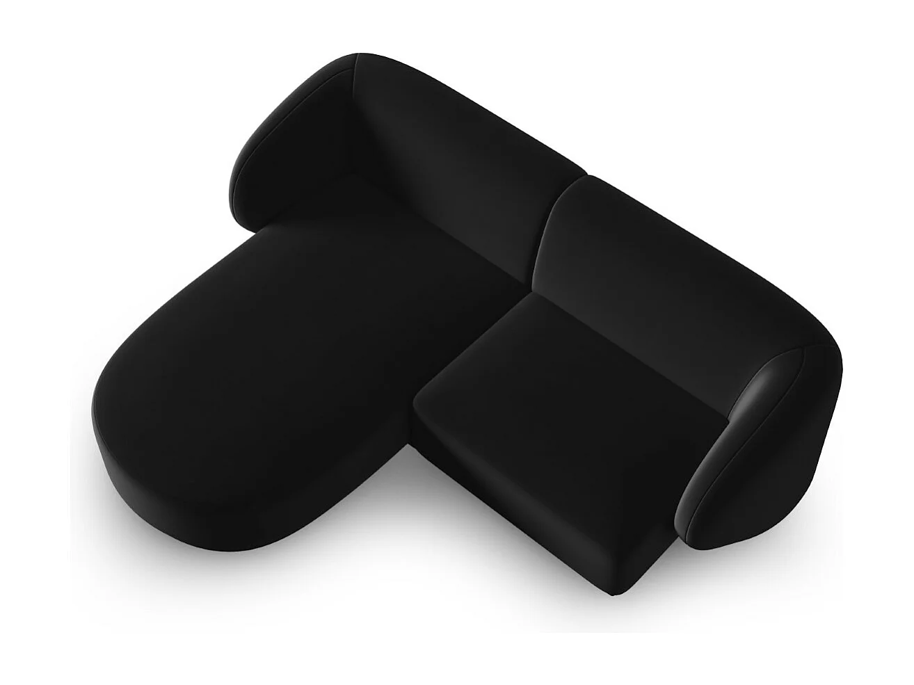 CXL by Christian Lacroix - Canapé d'angle gauche modulable "Lionel" 3 places en velours noir - 188x155x74cm