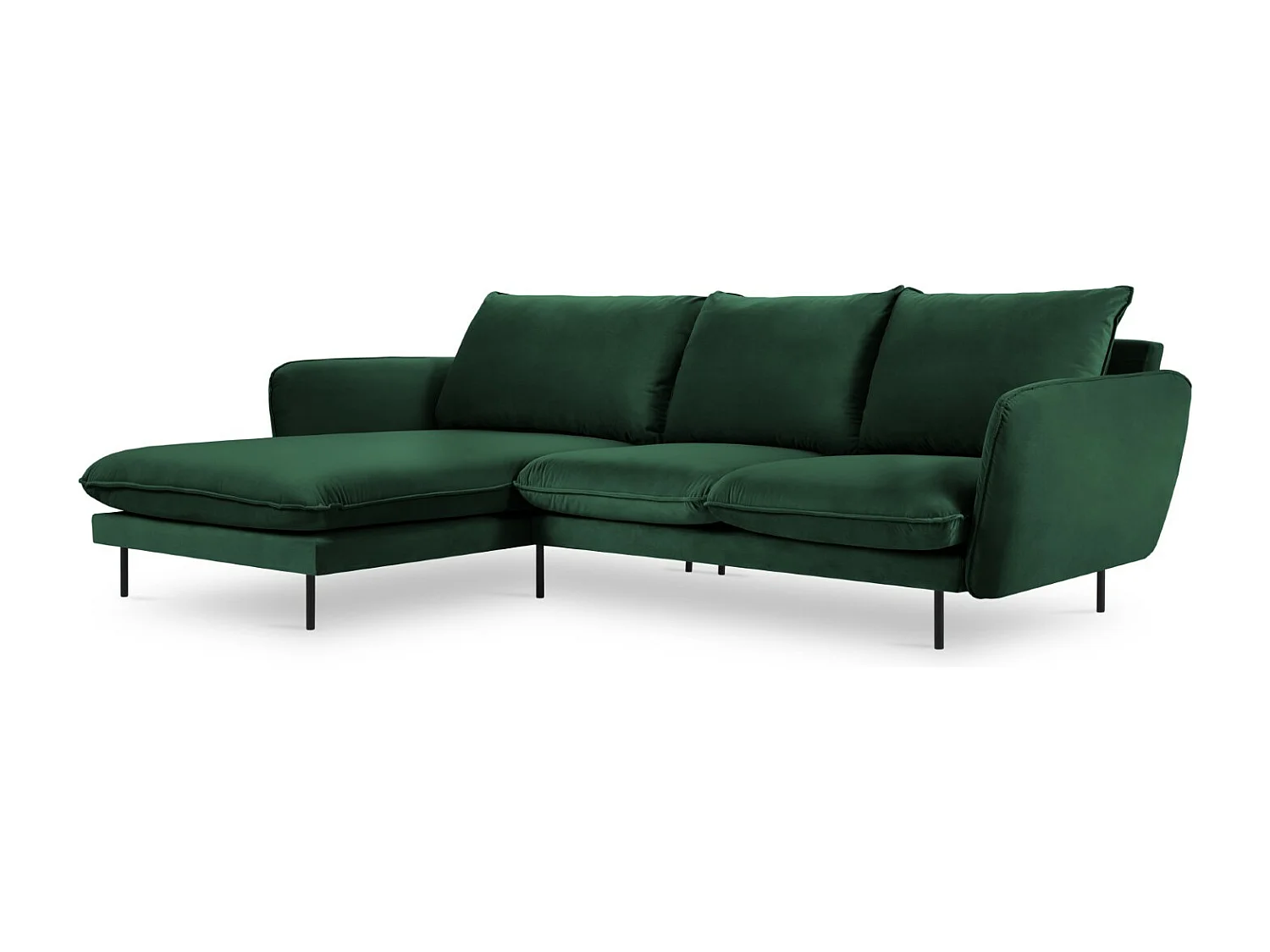 Cosmopolitan Design - Canapé d'angle gauche "Vienna" 5 places en velours vert bouteille - 255x170x95cm
