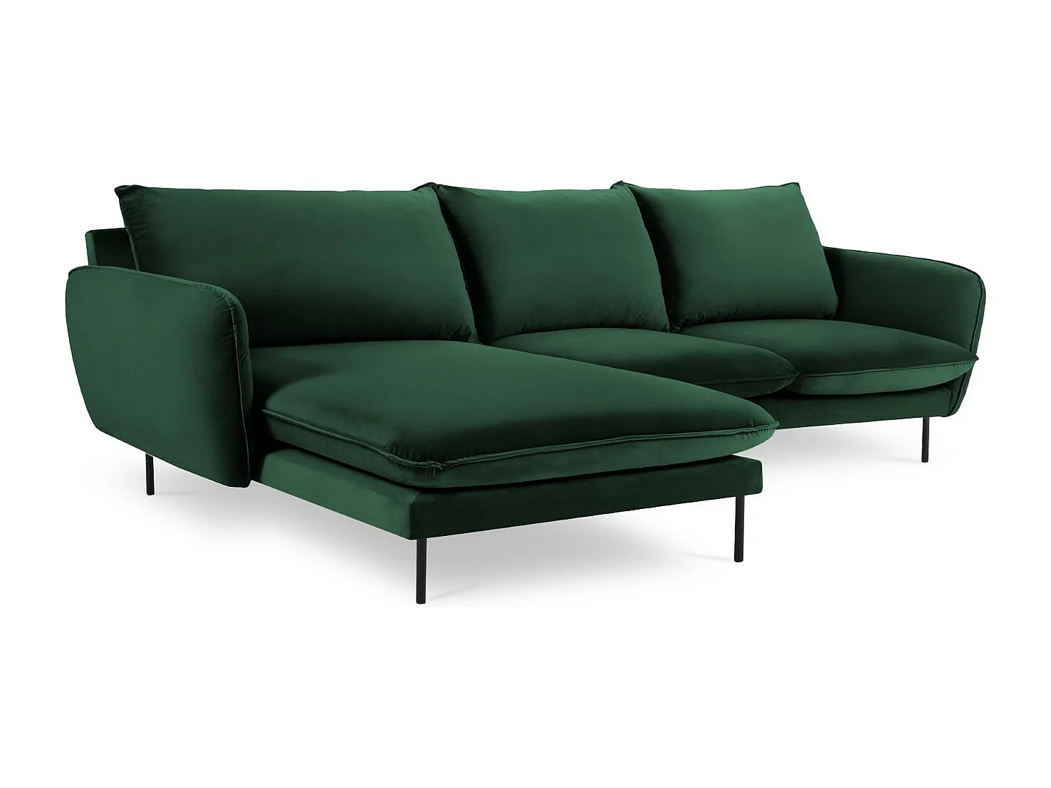 Cosmopolitan Design - Canapé d'angle gauche "Vienna" 5 places en velours vert bouteille - 255x170x95cm