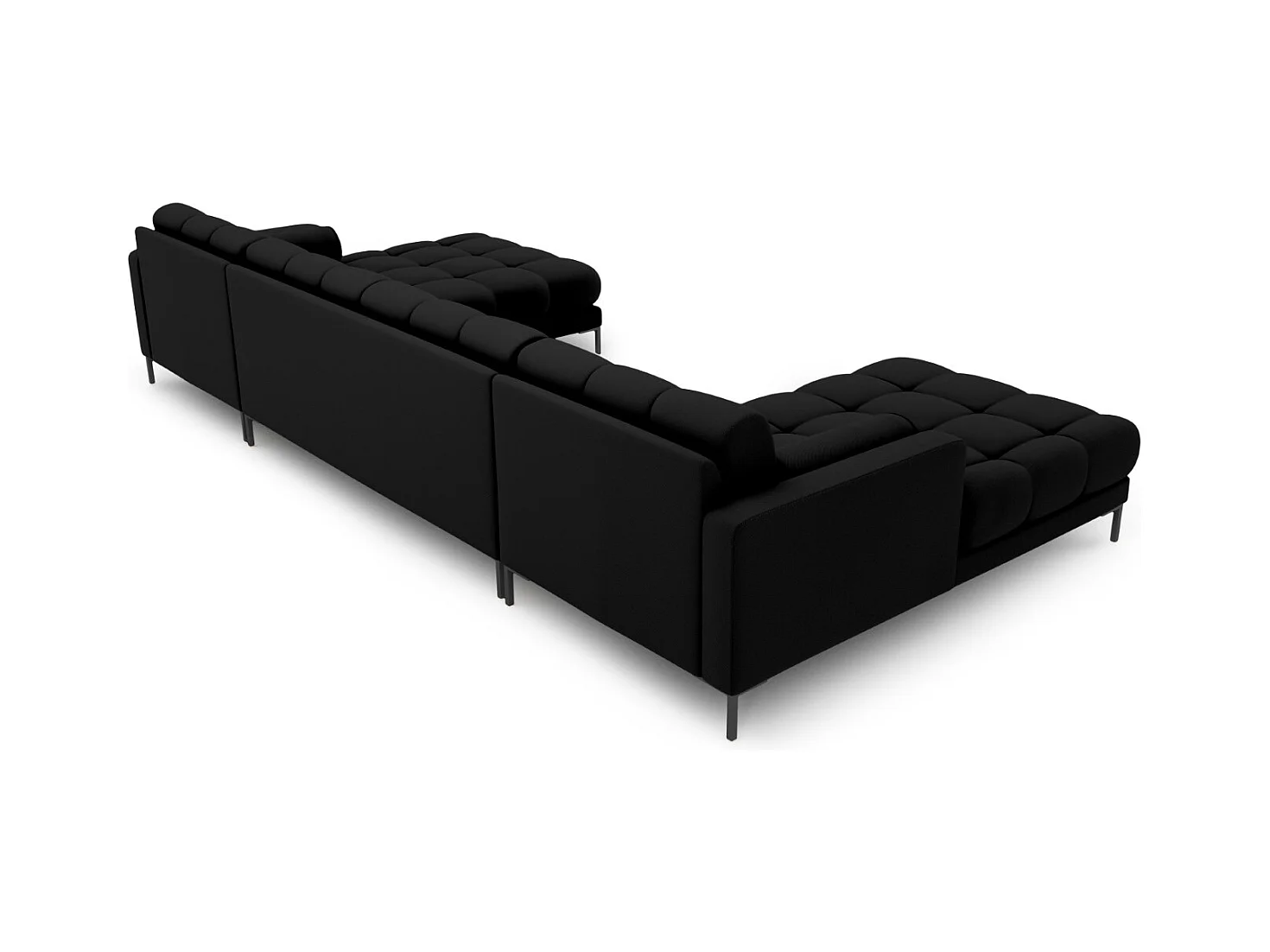 Cosmopolitan Design - Sofa panoramiczna, "Bali" 7 miejsc tkanina strukturalna, czarny - 383x185x75cm