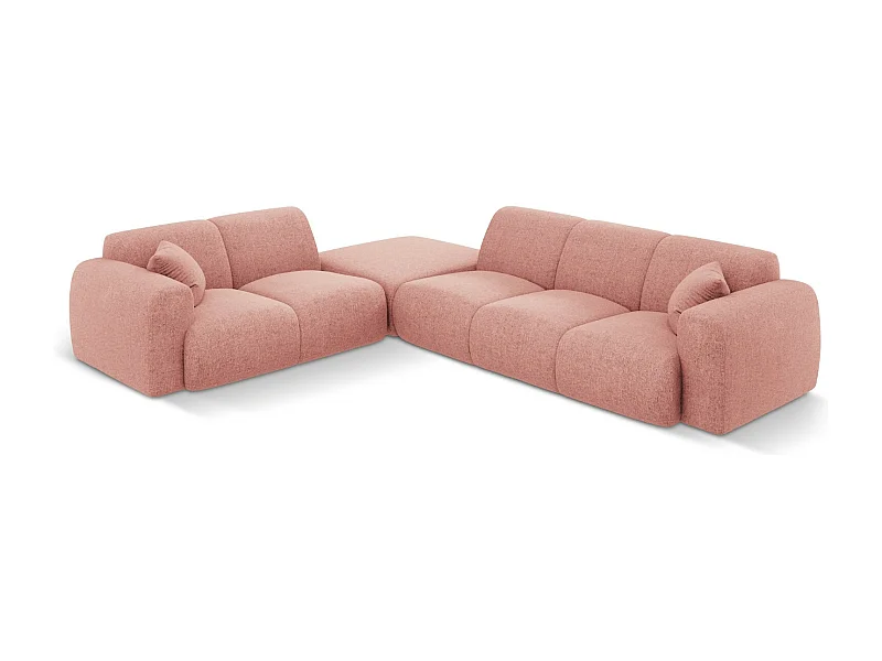 Cosmopolitan Design - 4-Sitzer Ecksofa links "Nolio" aus Chenille-Stoff rosa - 315x250x72cm