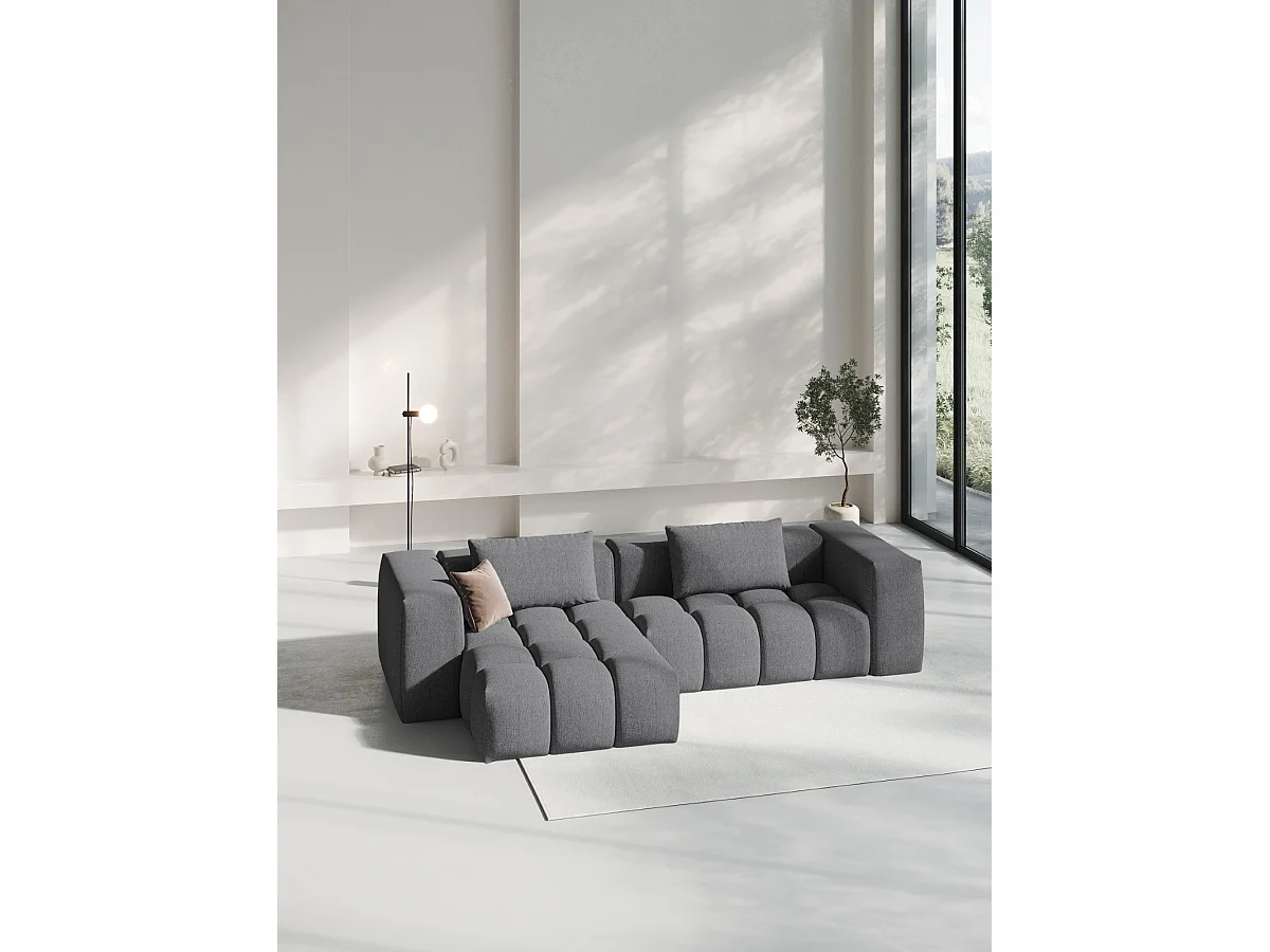 CXL by Christian Lacroix - 3-Sitzer modulares Ecksofa links "Lorella" Sitzer aus strukturiertem Stoff grau - 260x145x70cm