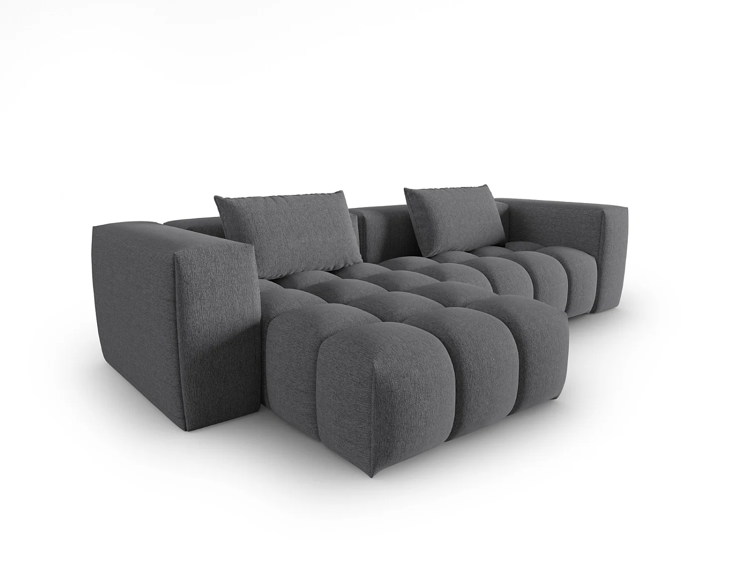 CXL by Christian Lacroix - 3-Sitzer modulares Ecksofa links "Lorella" Sitzer aus strukturiertem Stoff grau - 260x145x70cm