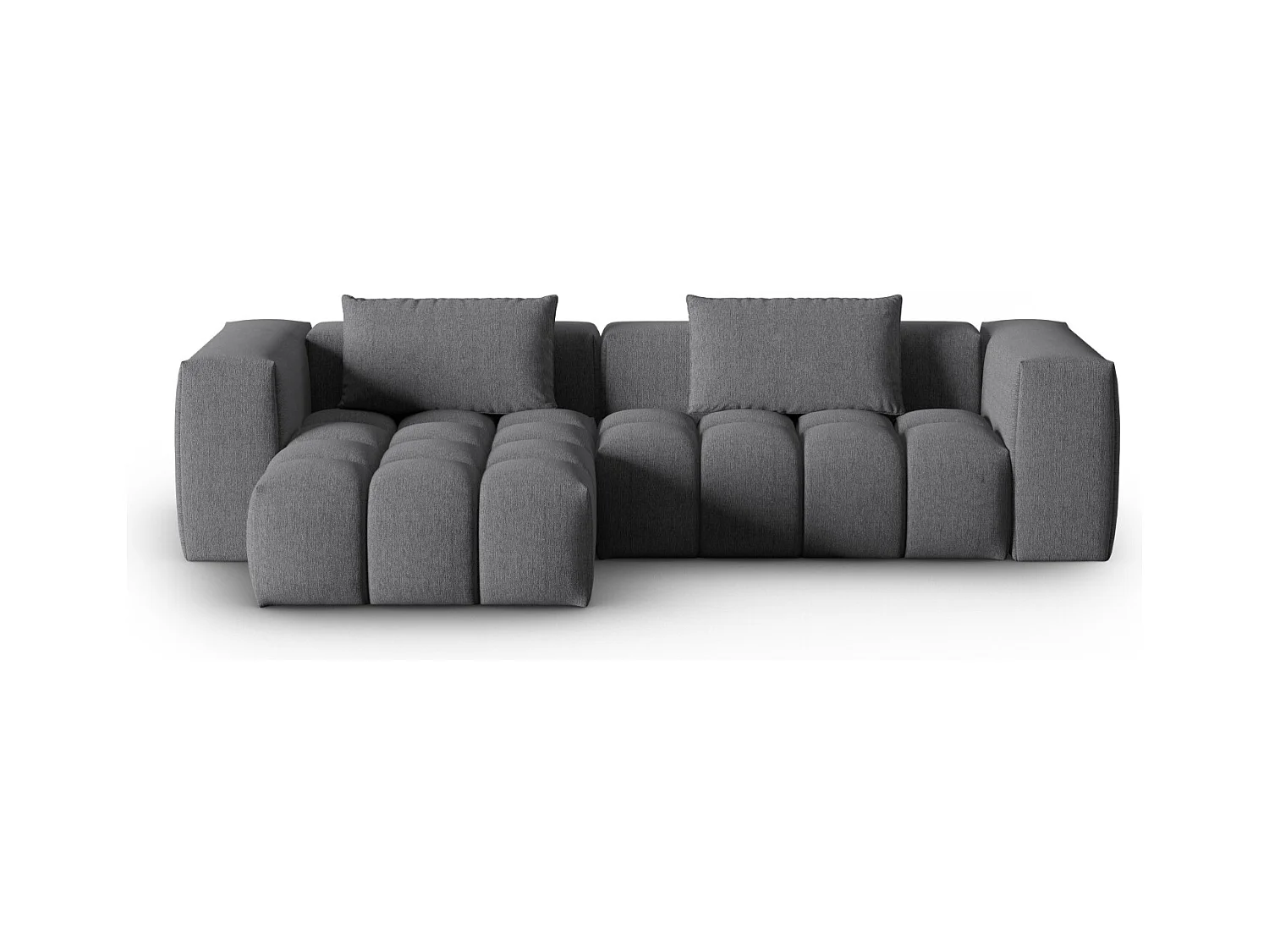 CXL by Christian Lacroix - Modulaire hoekbank links "Lorella" 3 zitplaatsen, Structurele stof, Grijs - 260x145x70cm