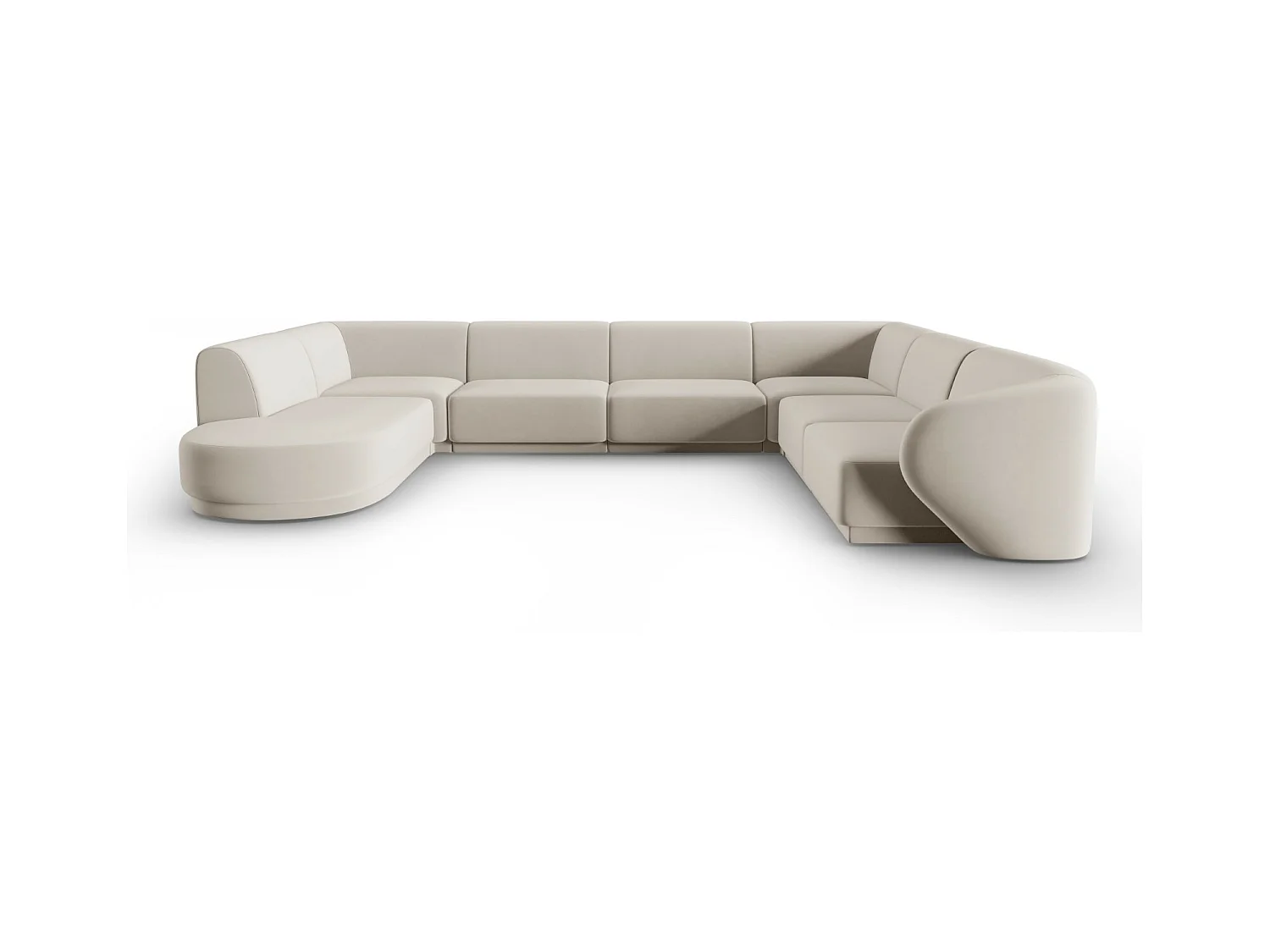 CXL by Christian Lacroix - Modulaire panoramische hoekbank rechts "Lionel" 8 zitplaatsen, Flueel, Beige - 342x323x74cm