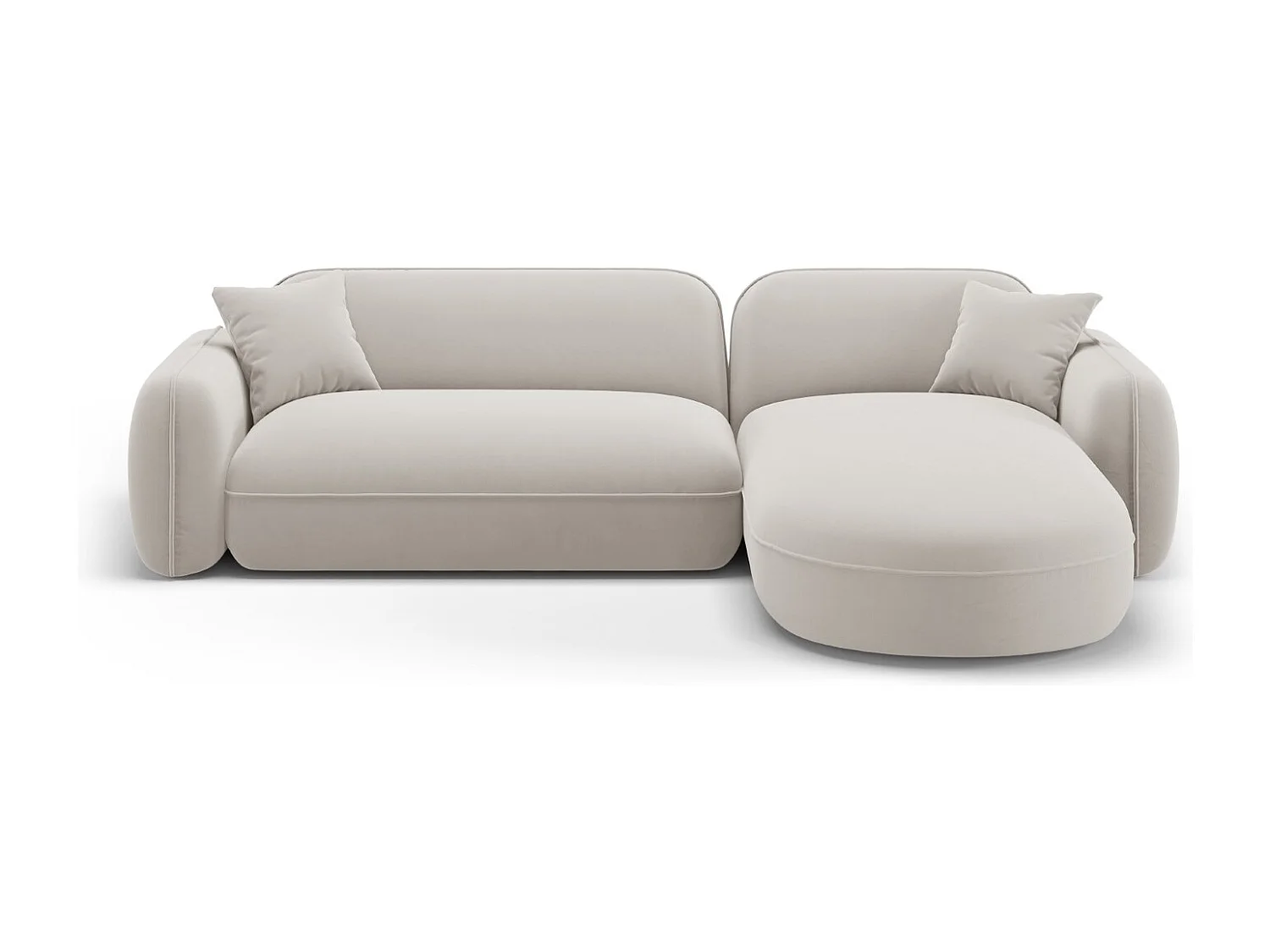 CXL by Christian Lacroix - Modulaire hoekbank rechts "Lucien" 4 zitplaatsen, Flueel, Lichtbeige - 275x165x70cm