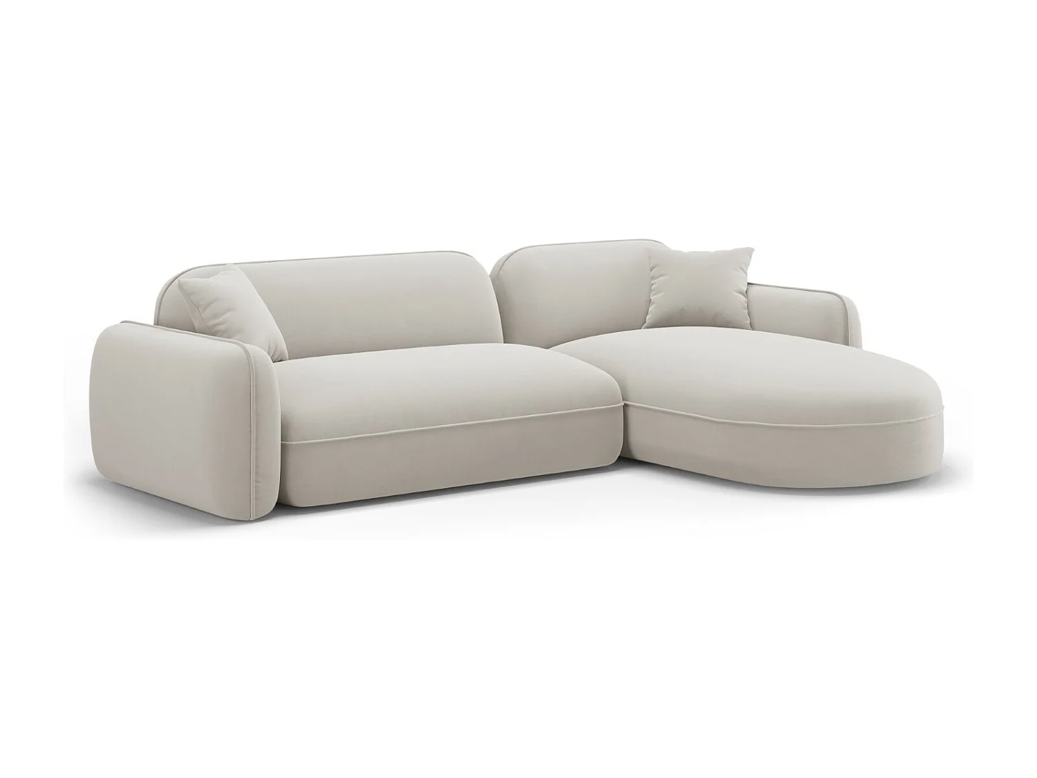 CXL by Christian Lacroix - Modulaire hoekbank rechts "Lucien" 4 zitplaatsen, Flueel, Lichtbeige - 275x165x70cm