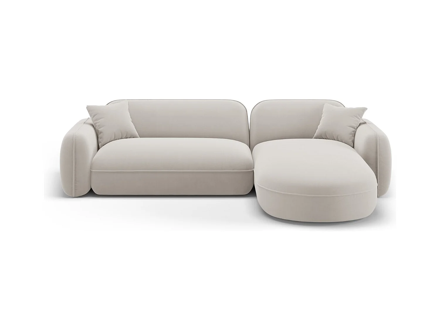 CXL by Christian Lacroix - Modulaire hoekbank rechts "Lucien" 4 zitplaatsen, Flueel, Lichtbeige - 275x165x70cm