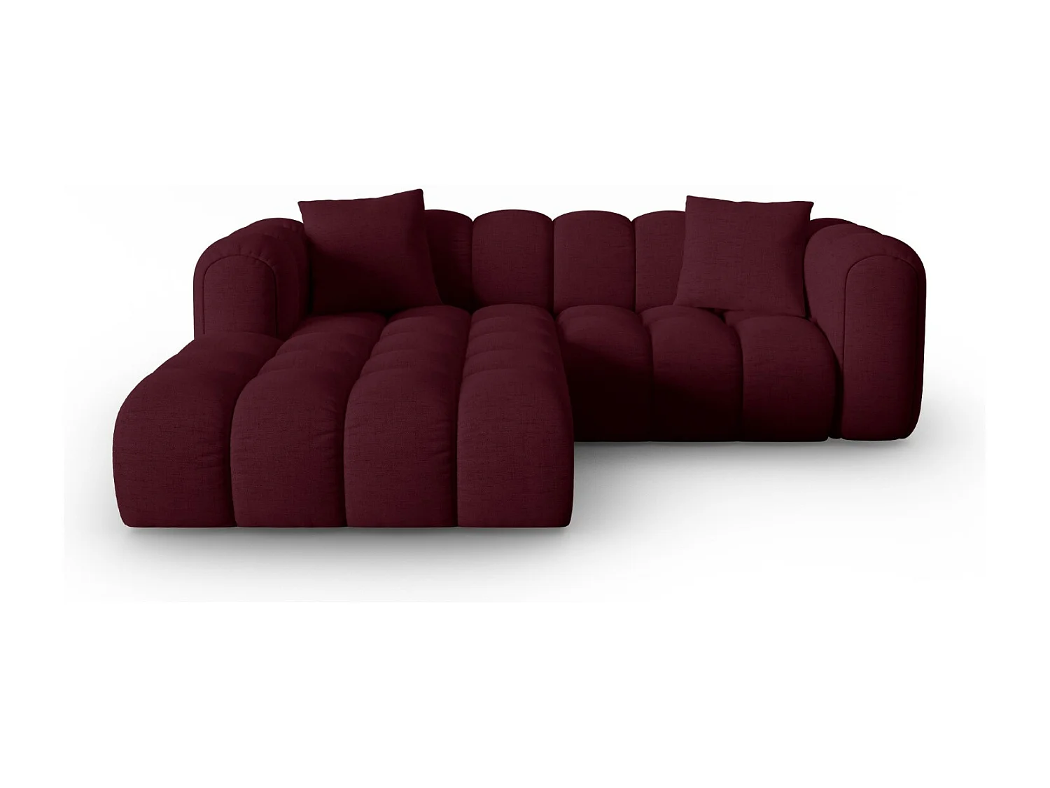 CXL by Christian Lacroix - Canapé d'angle gauche modulable "Clotilde" 3 places en tissu structurel bordeaux - 187x190x70cm