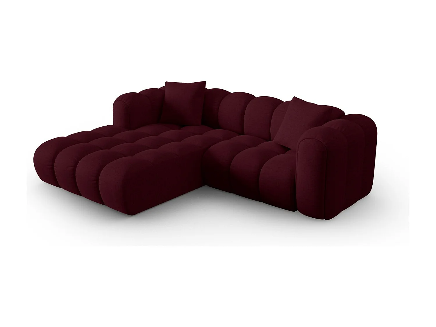 CXL by Christian Lacroix - Canapé d'angle gauche modulable "Clotilde" 3 places en tissu structurel bordeaux - 187x190x70cm