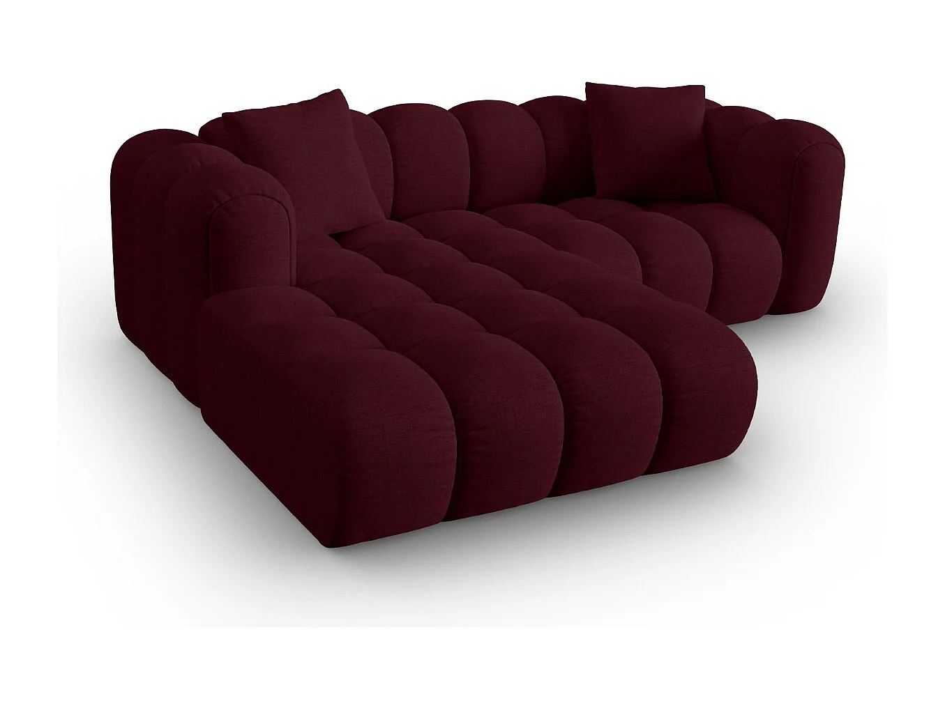 CXL by Christian Lacroix - Canapé d'angle gauche modulable "Clotilde" 3 places en tissu structurel bordeaux - 187x190x70cm