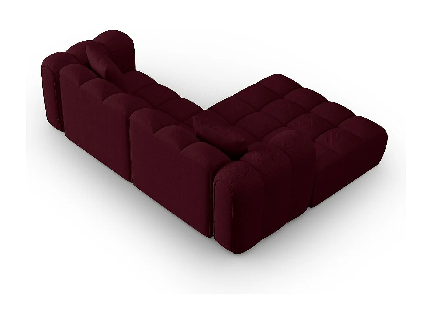 CXL by Christian Lacroix - Canapé d'angle gauche modulable "Clotilde" 3 places en tissu structurel bordeaux - 187x190x70cm