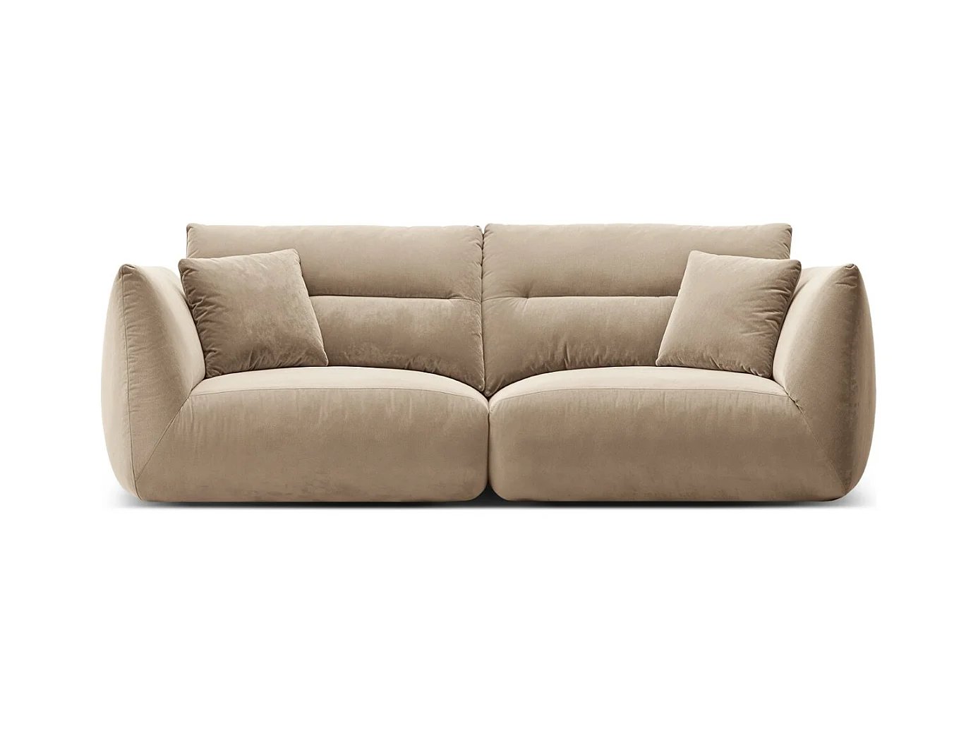 CXL by Christian Lacroix - Sofá modular "Maurie" 3 lugares em veludo bege amêndoa - 224x107x90cm