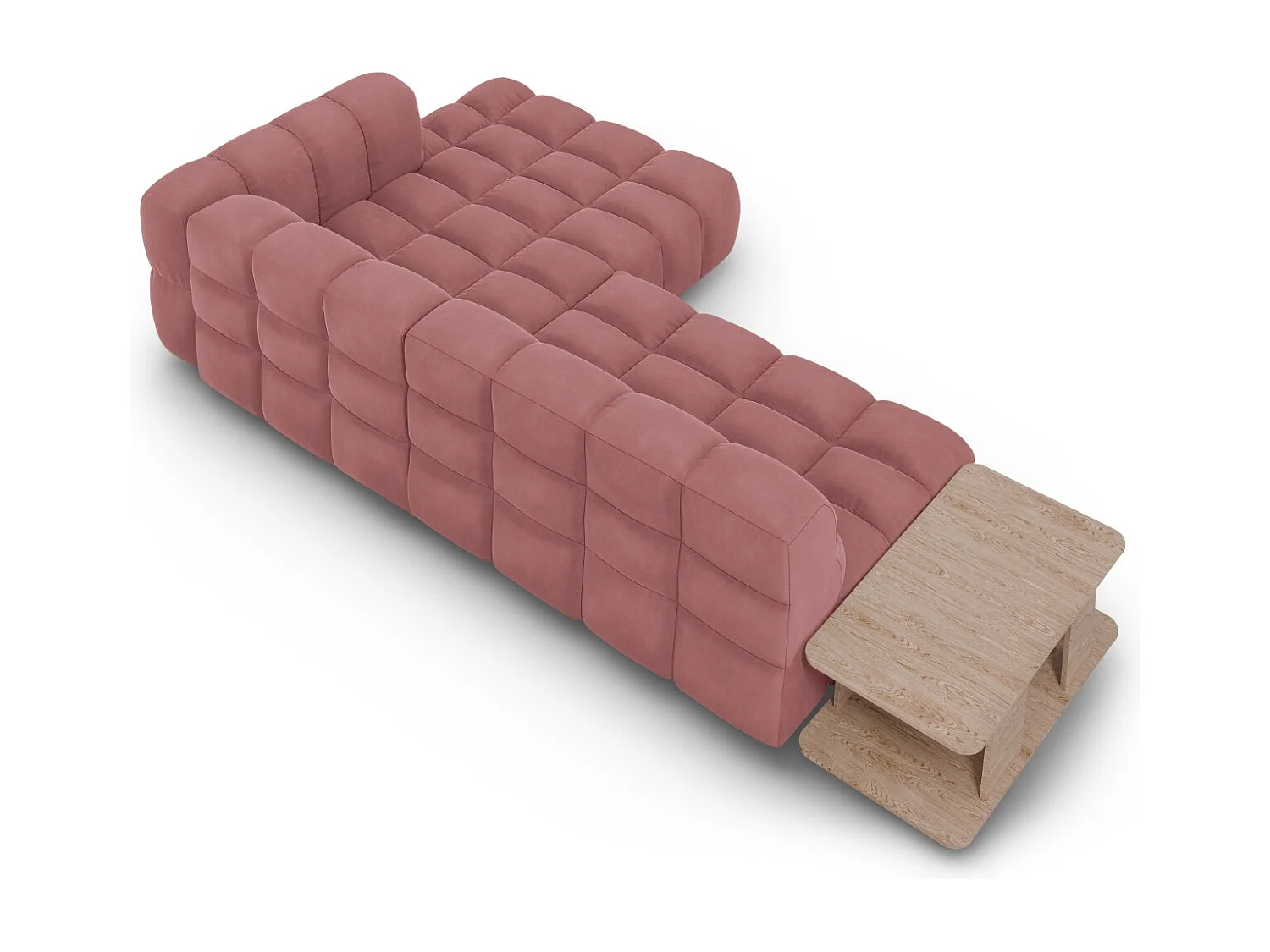 Cosmopolitan Design - Canapé d'angle droit modulable "Sky" 4 places en velours saumon - 297x162x75cm