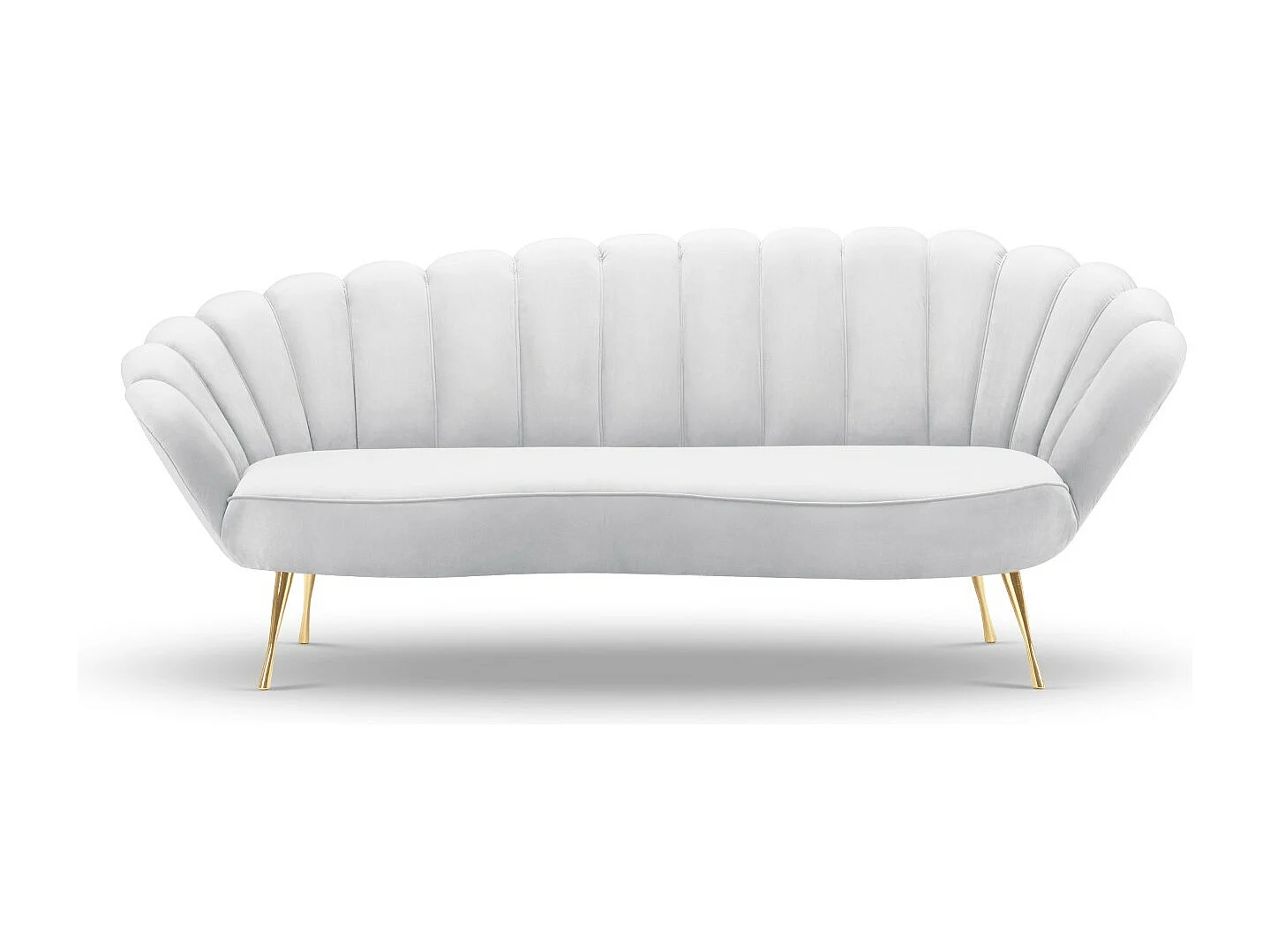 Cosmopolitan Design - Canapé "Kingston" 3 places en velours gris clair - 224x95x85cm