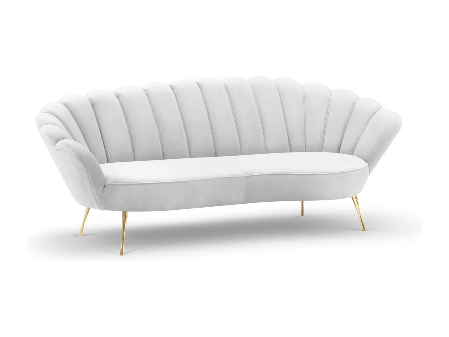 Cosmopolitan Design - Canapé "Kingston" 3 places en velours gris clair - 224x95x85cm