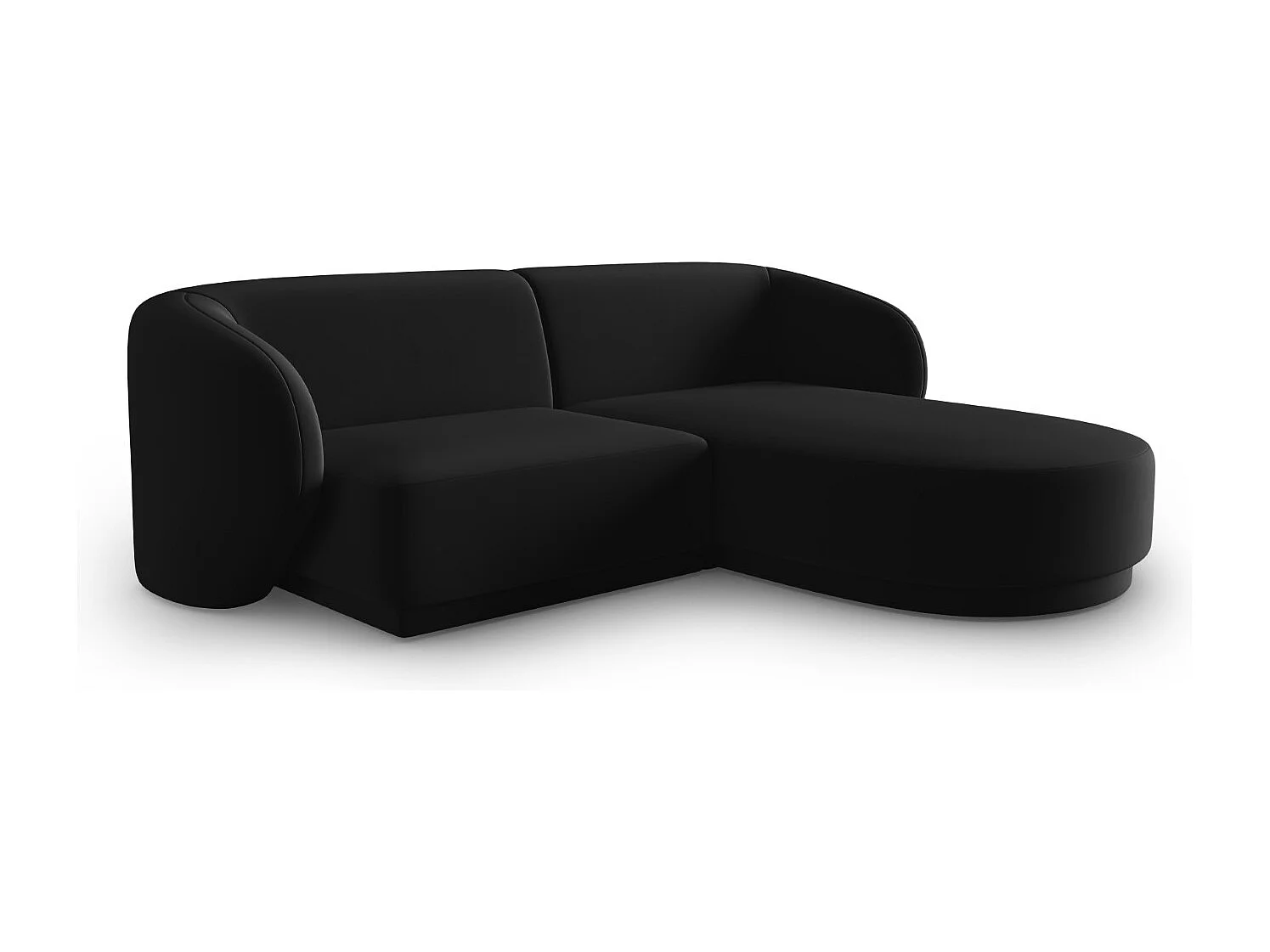 CXL by Christian Lacroix - Canapé d'angle droit modulable "Lionel" 3 places en velours noir - 188x155x74cm