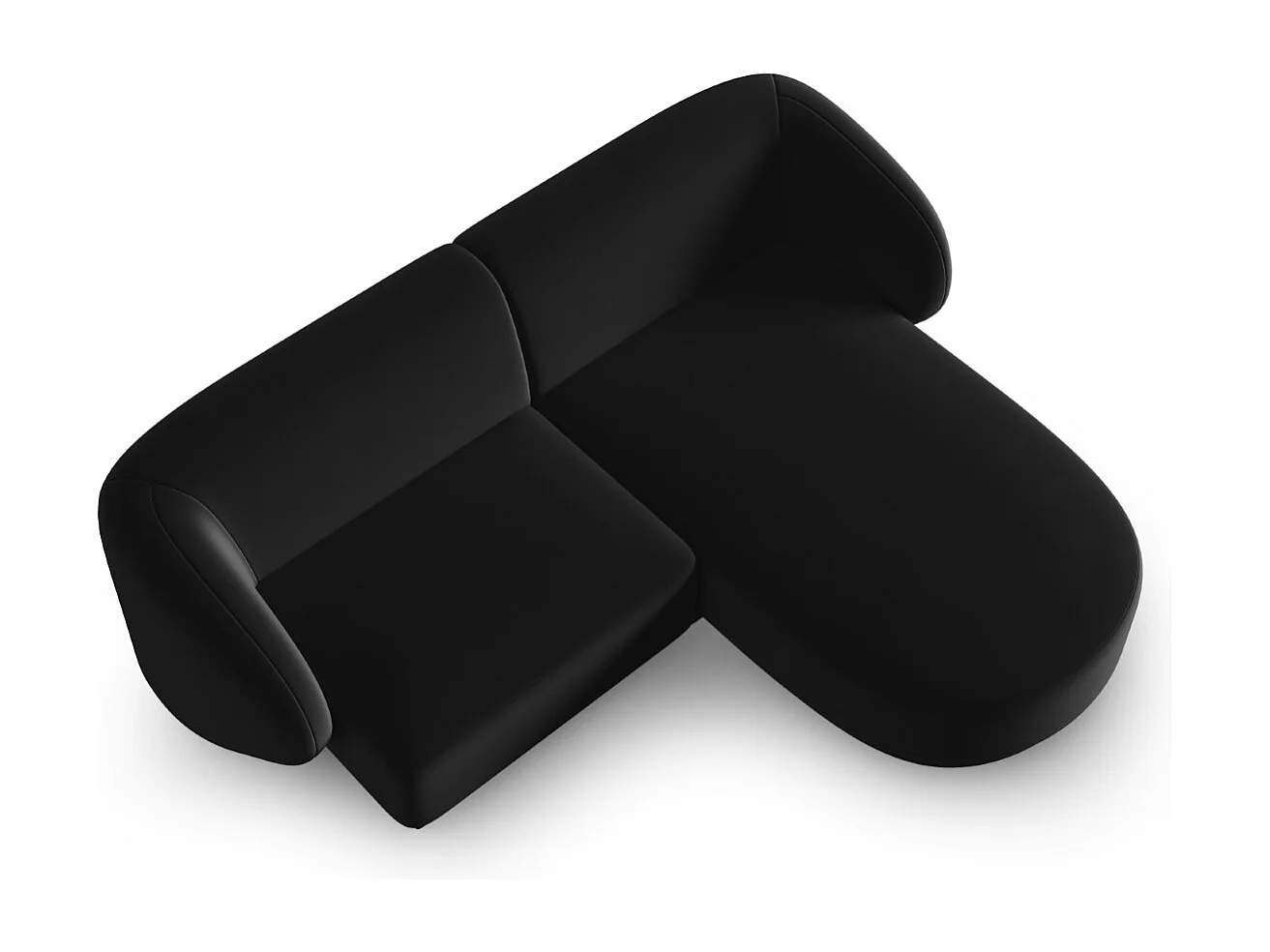 CXL by Christian Lacroix - Canapé d'angle droit modulable "Lionel" 3 places en velours noir - 188x155x74cm