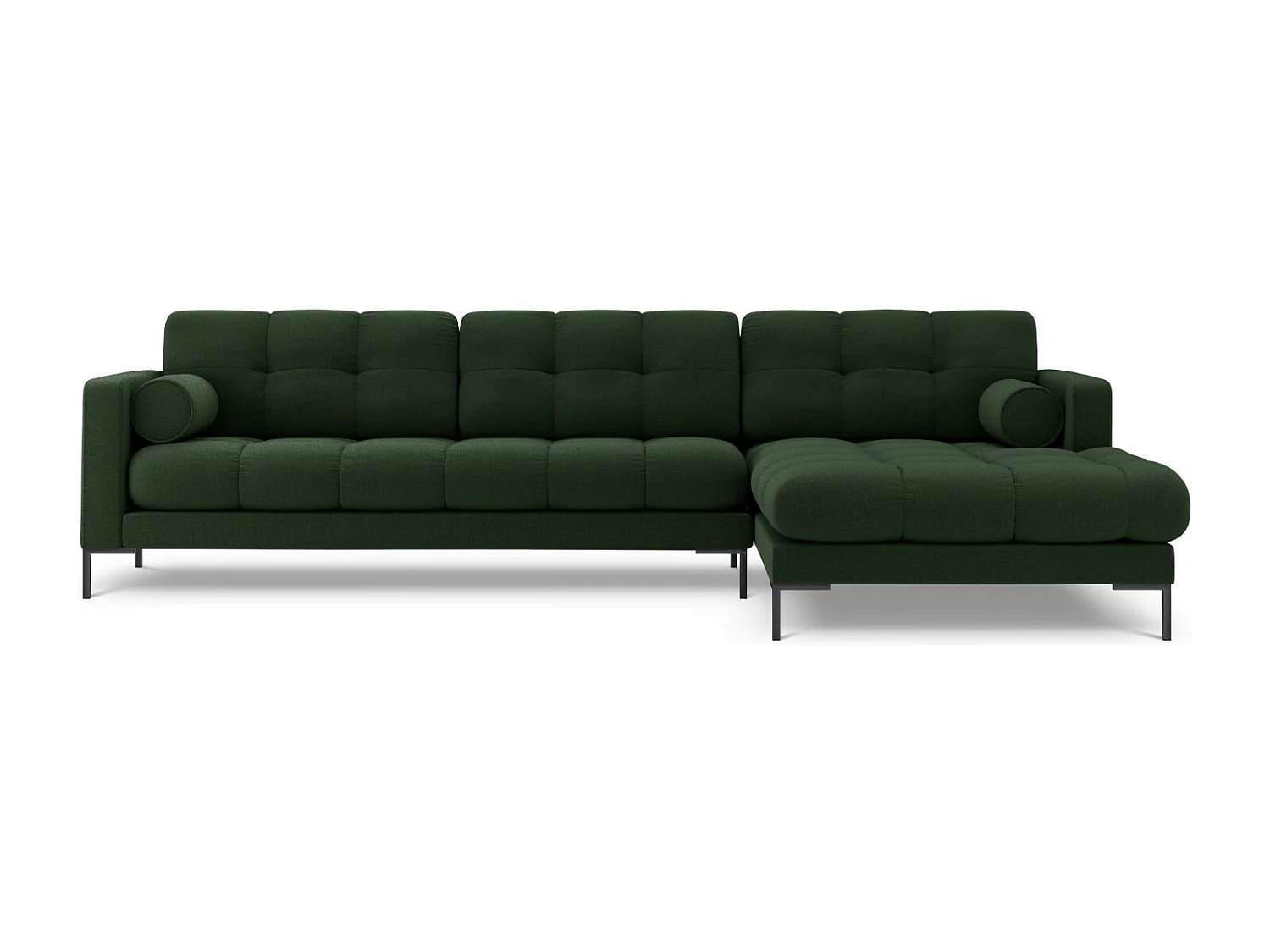 Cosmopolitan Design - 5-Sitzer Ecksofa rechts "Bali" aus strukturiertem Stoff dunkelgrün - 293x185x75cm