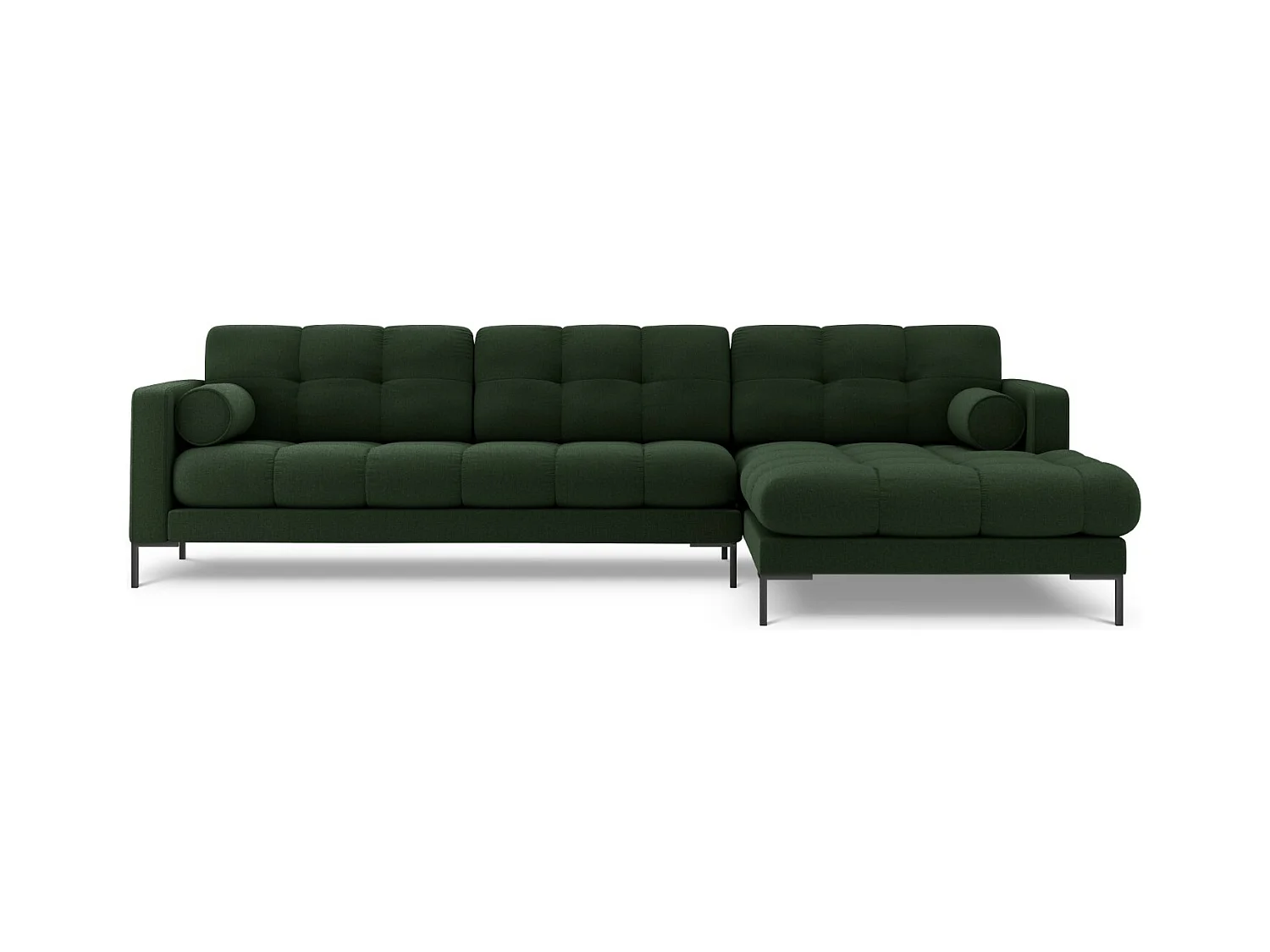 Cosmopolitan Design - Rechter hoekbank "Bali" 5 zitplaatsen, Structurele stof, Donkergroen - 293x185x75cm