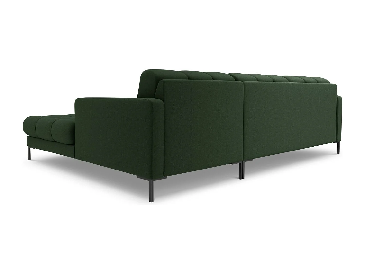 Cosmopolitan Design - Sofá de canto direito "Bali" 5 lugares em tecido estrutural verde escuro - 293x185x75cm