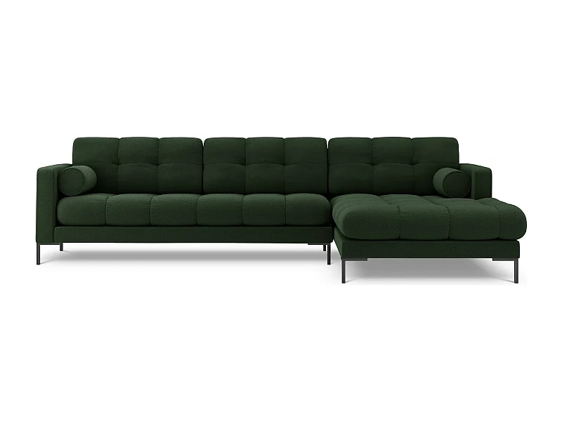 Cosmopolitan Design - Sofá de canto direito "Bali" 5 lugares em tecido estrutural verde escuro - 293x185x75cm